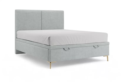 Čalouněná boxspring postel Lektis 160x200 s úložným prostorem - popelavá látka Maya 20 / zlaté kovové nohy  Postel boxspring Lektis 160x200 s úložným prostorem- popielata potahová látka snadno čistitelný Maya 20 / Nohy kovové zlaté