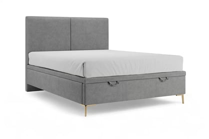  Boxspring posteľ Lektis 160x200 S vnútorným úložným priestorom- šedá látka ľahkočistiaca Maya 18 / nožičky kovové zlote  Boxspring posteľ Lektis 160x200 S vnútorným úložným priestorom- šedá látka ľahkočistiaca Maya 18 / nožičky kovové zlote