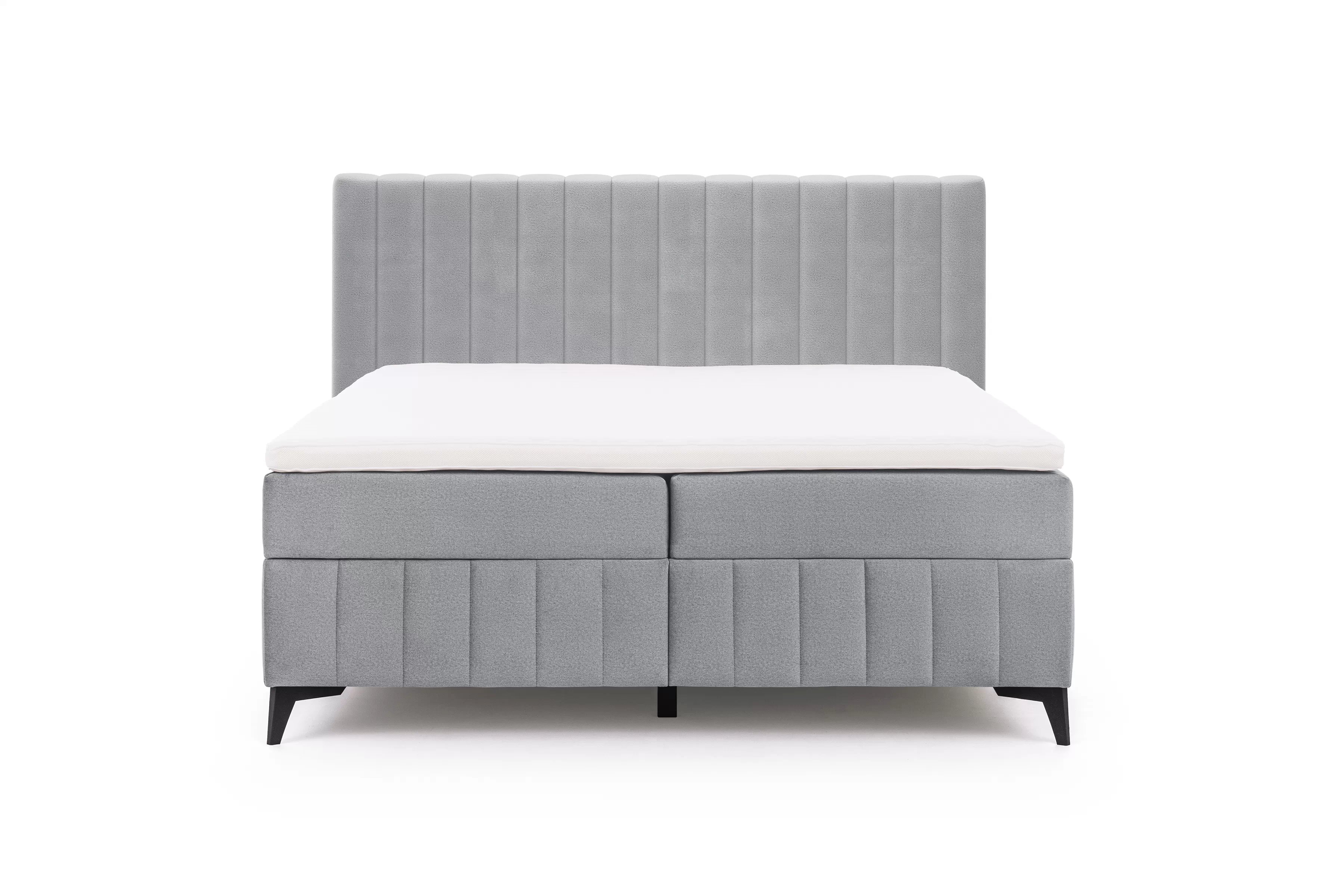 Boxspring posteľ Verona 160x200 s úložným priestorom – sivý hydrofóbny zamat Amon 10 Boxspring posteľ Verona 160x200 s úložným priestorom - šedý velúr hydrofobowy Amon 10