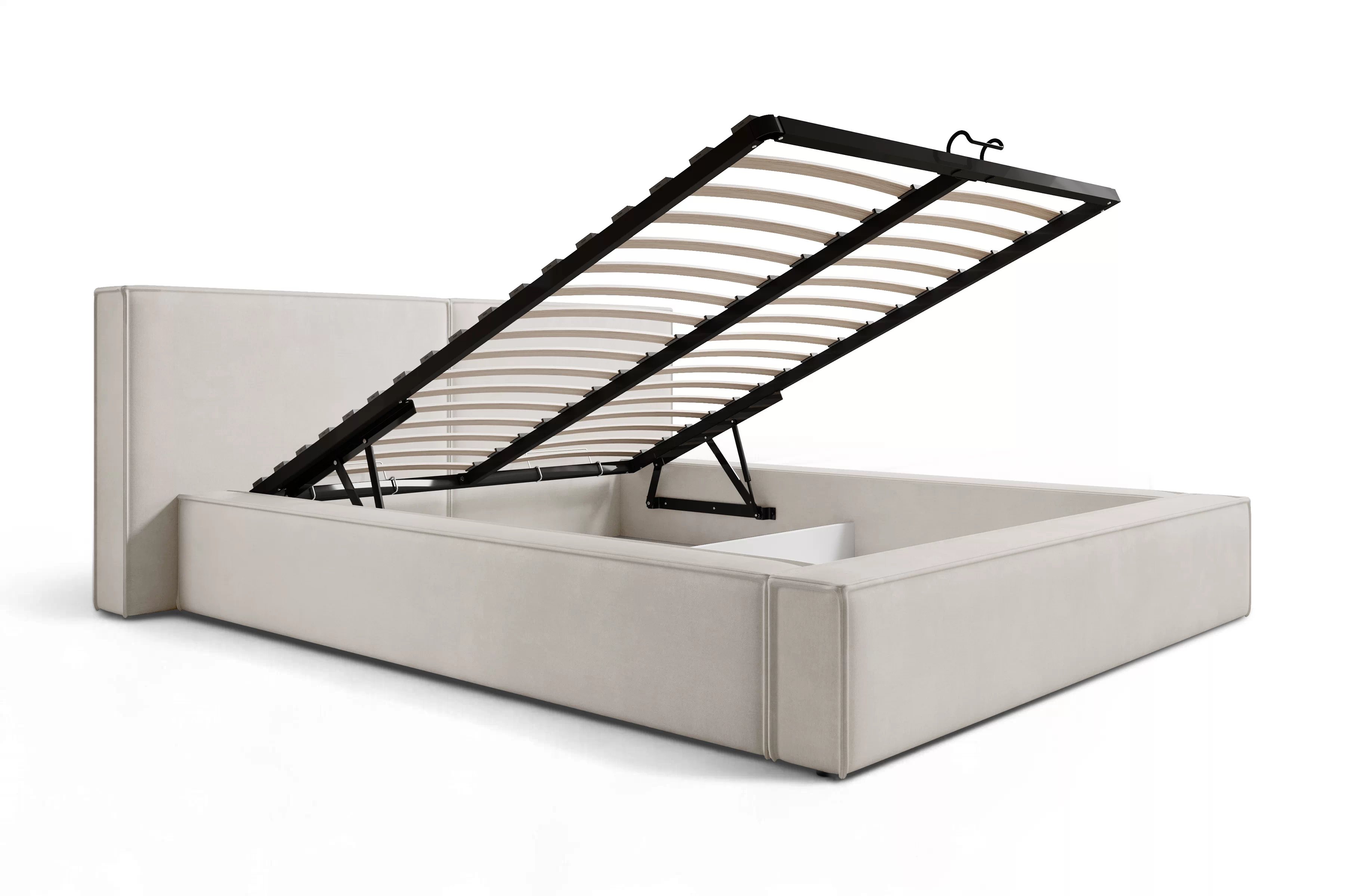 Manželská posteľ Molino 180x200 s úložným priestorom - svetlobéžový zamat Castel 03 Posteľ čalúnená Molino 180x200 S vnútorným úložným priestorom- jasnobezowy velúr Castel 03 