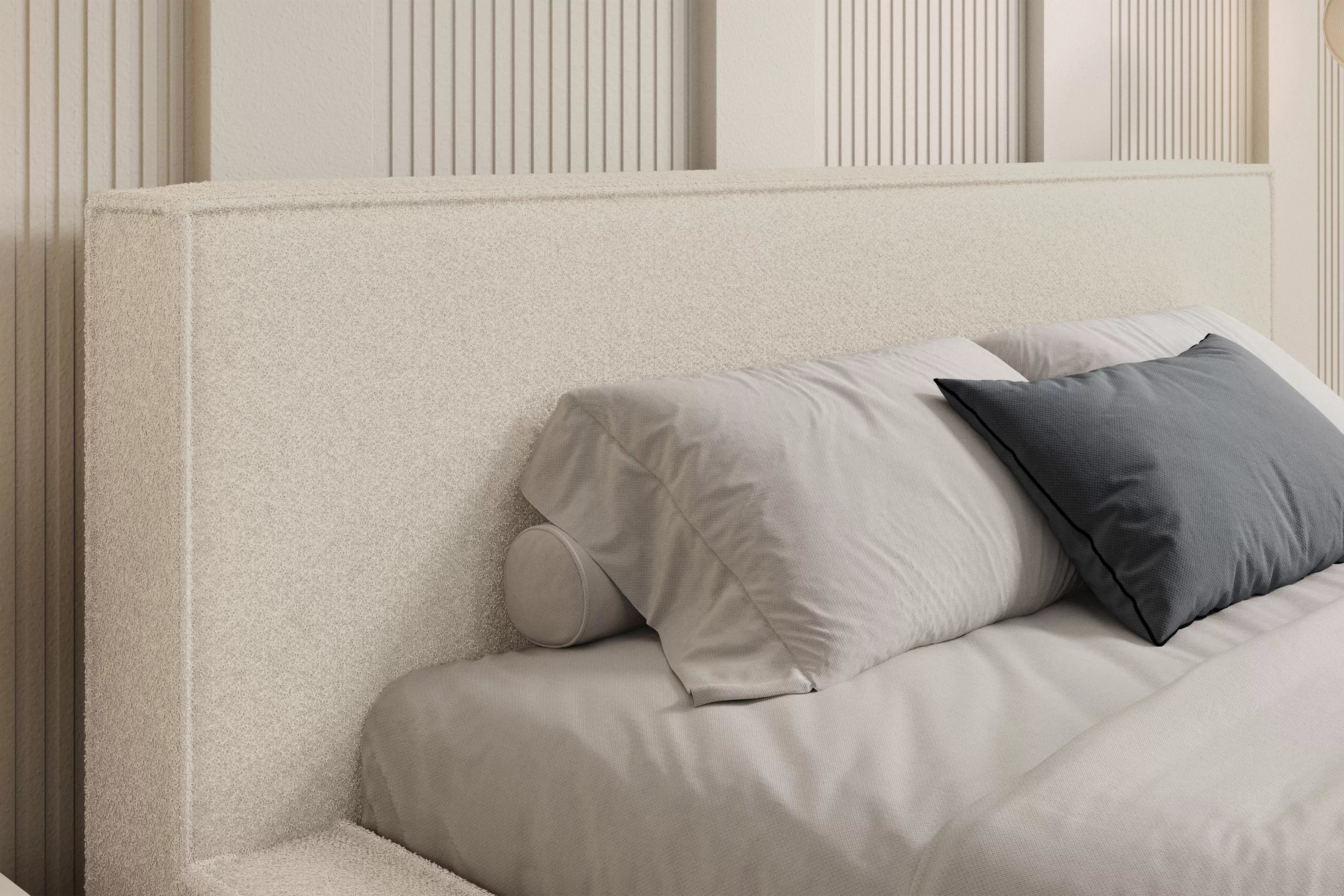  Posteľ čalúnená Nirello 180x200 S vnútorným úložným priestorom- Béžová bukla Quelle 03  Posteľ čalúnená Nirello 180x200 S vnútorným úložným priestorom- Béžová bukla Quelle 03