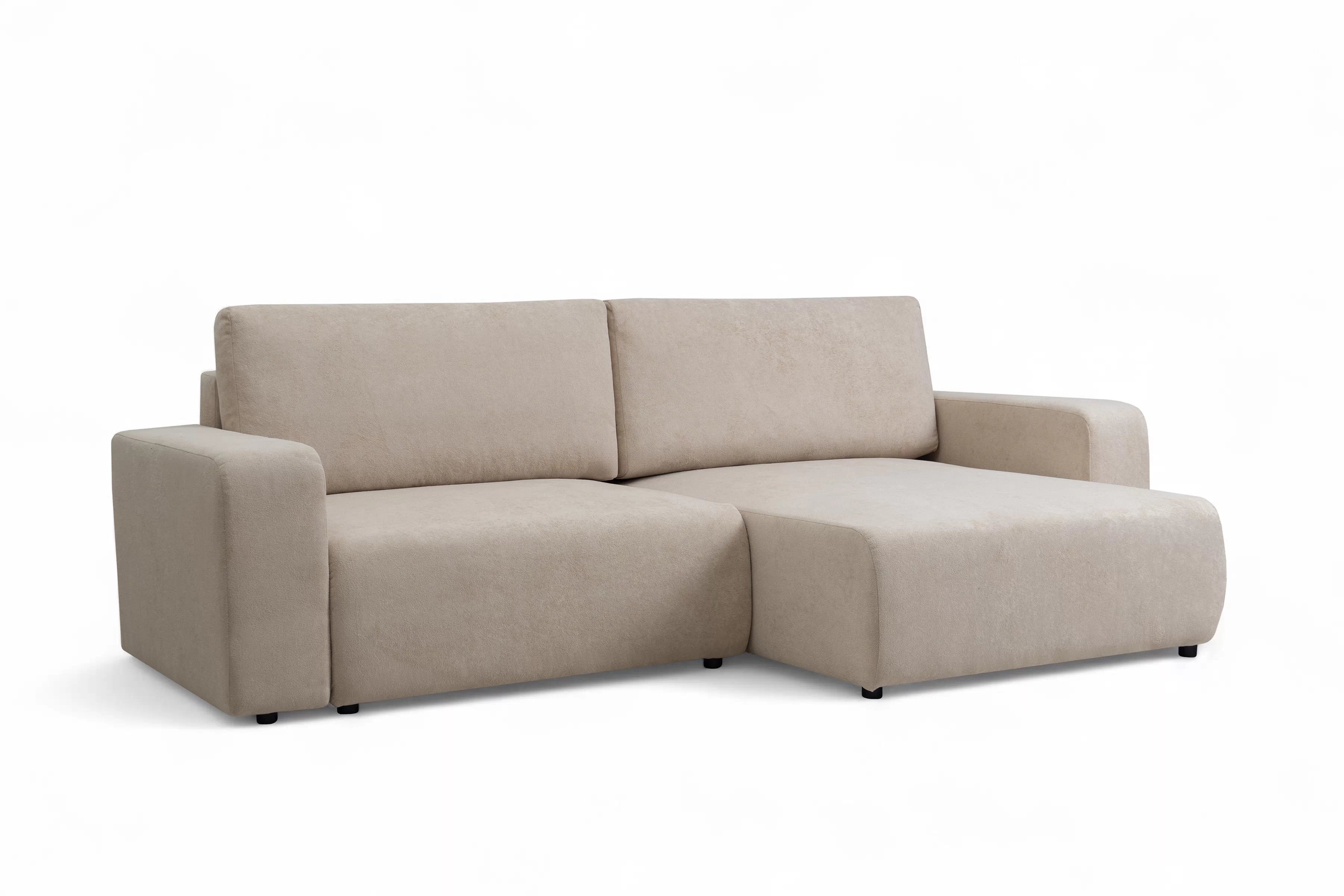 Rozkládací rohová sedací souprava Avia L - béžová Gerra 105  Rohová sedací souprava Avia Maxi rozkládací uniwersalny prawo/levá - béžová boucle Gerra 105