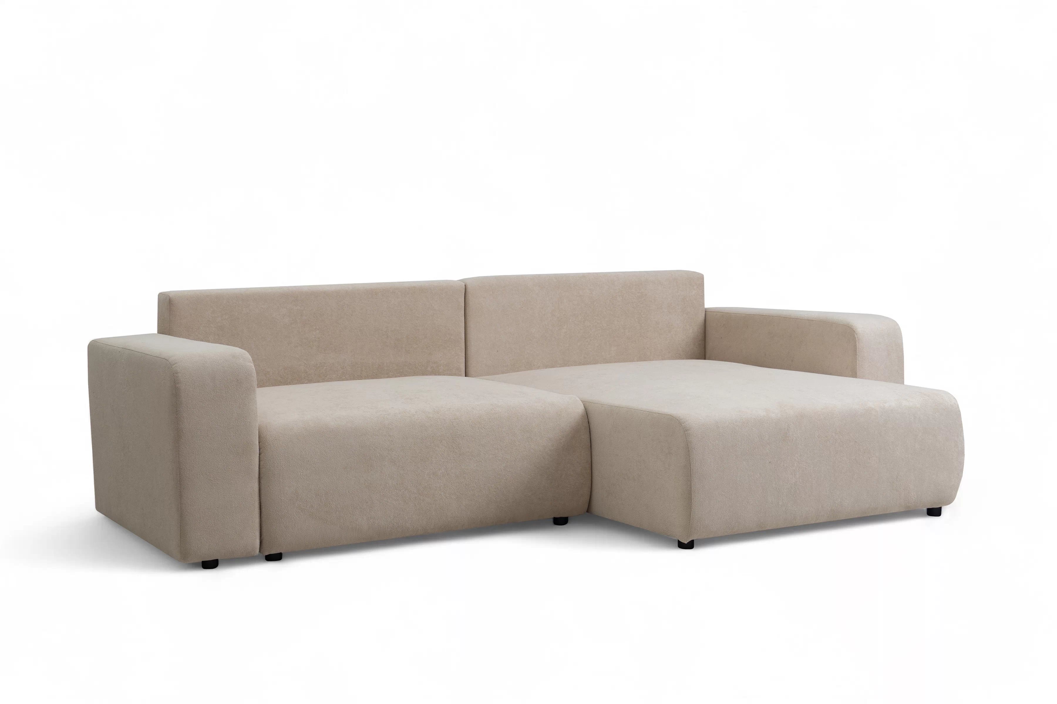 Rozkládací rohová sedací souprava Avia L - béžová Gerra 105  Rohová sedací souprava Avia Maxi rozkládací uniwersalny prawo/levá - béžová boucle Gerra 105