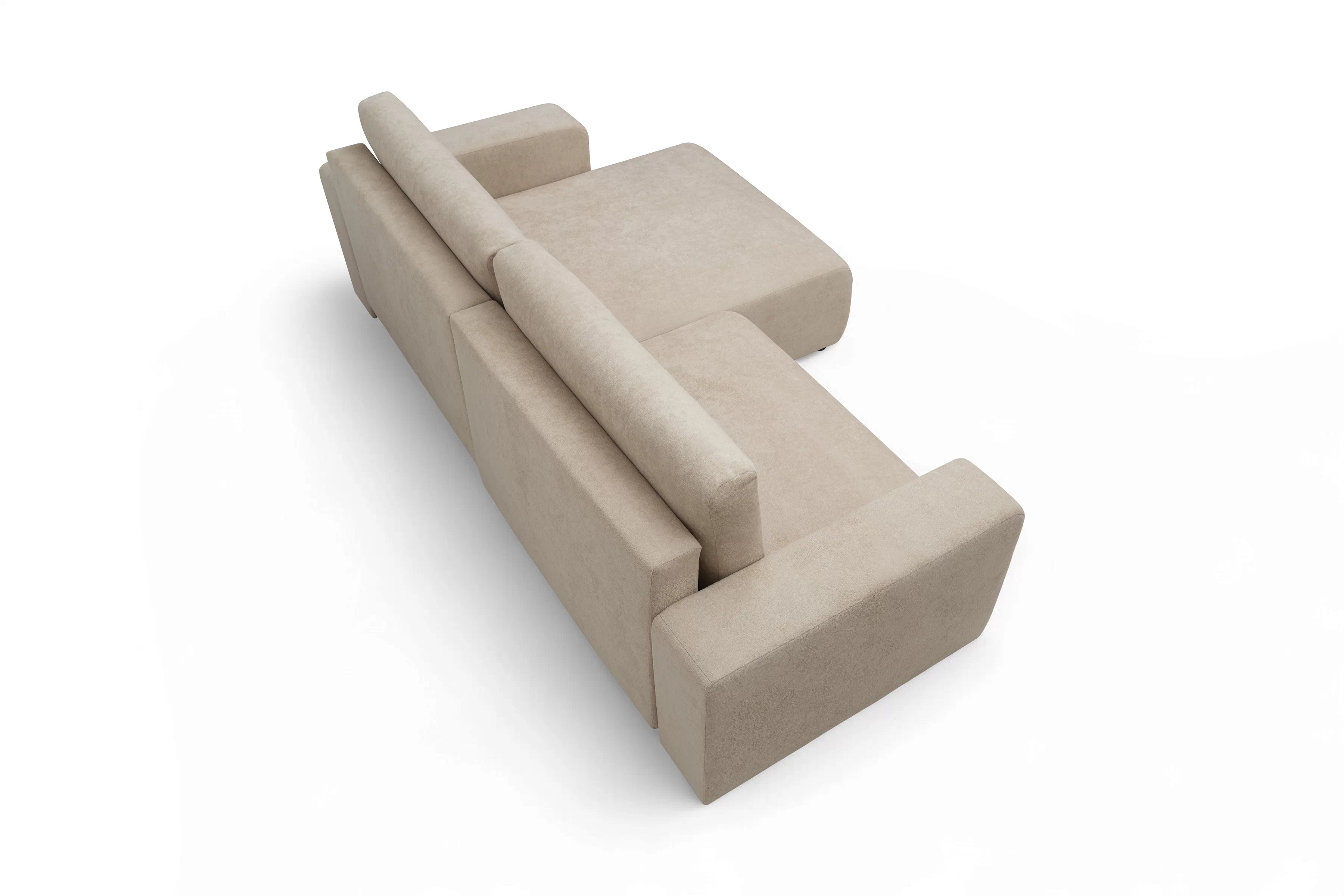 Rozkládací rohová sedací souprava Avia L - béžová Gerra 105  Rohová sedací souprava Avia Maxi rozkládací uniwersalny prawo/levá - béžová boucle Gerra 105