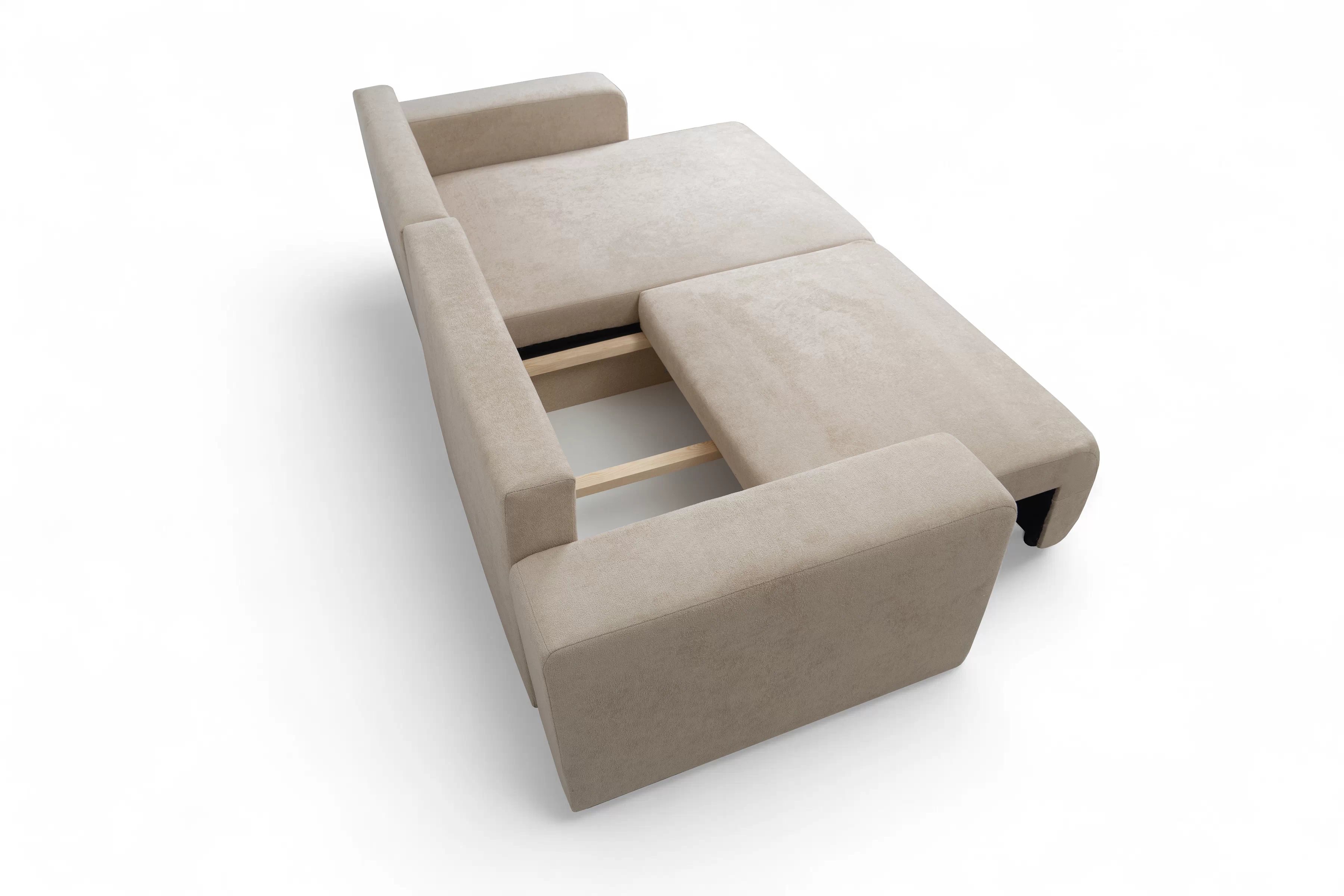 Rozkládací rohová sedací souprava Avia L - béžová Gerra 105  Rohová sedací souprava Avia Maxi rozkládací uniwersalny prawo/levá - béžová boucle Gerra 105