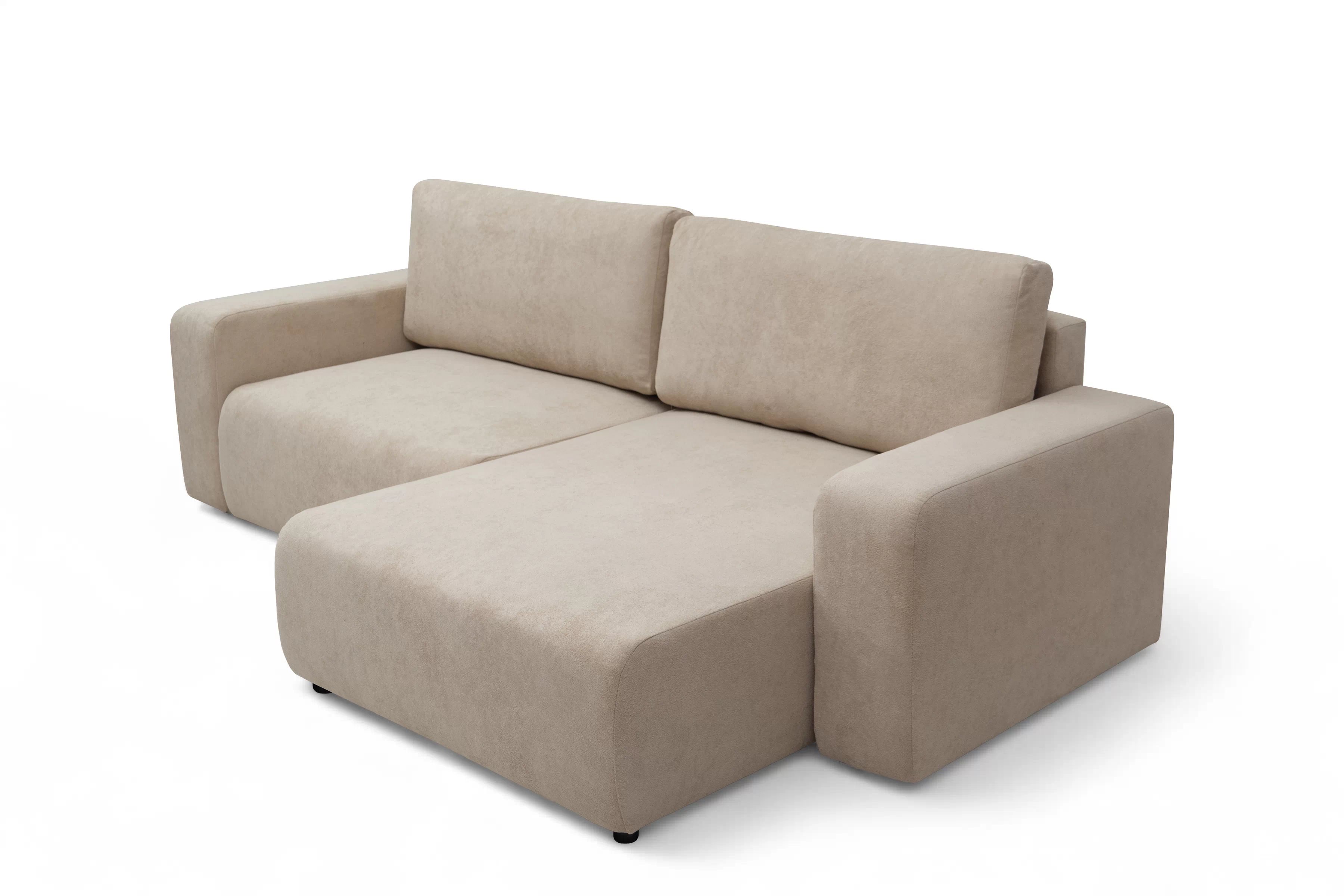 Rozkládací rohová sedací souprava Avia L - béžová Gerra 105  Rohová sedací souprava Avia Maxi rozkládací uniwersalny prawo/levá - béžová boucle Gerra 105