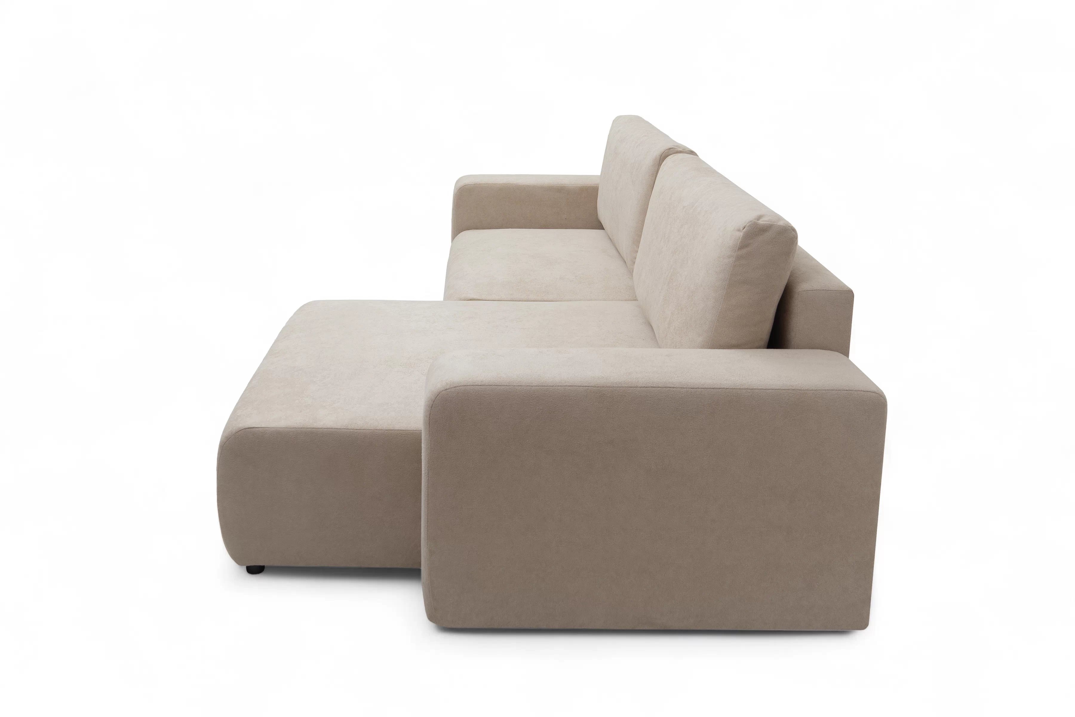 Rozkládací rohová sedací souprava Avia L - béžová Gerra 105  Rohová sedací souprava Avia Maxi rozkládací uniwersalny prawo/levá - béžová boucle Gerra 105