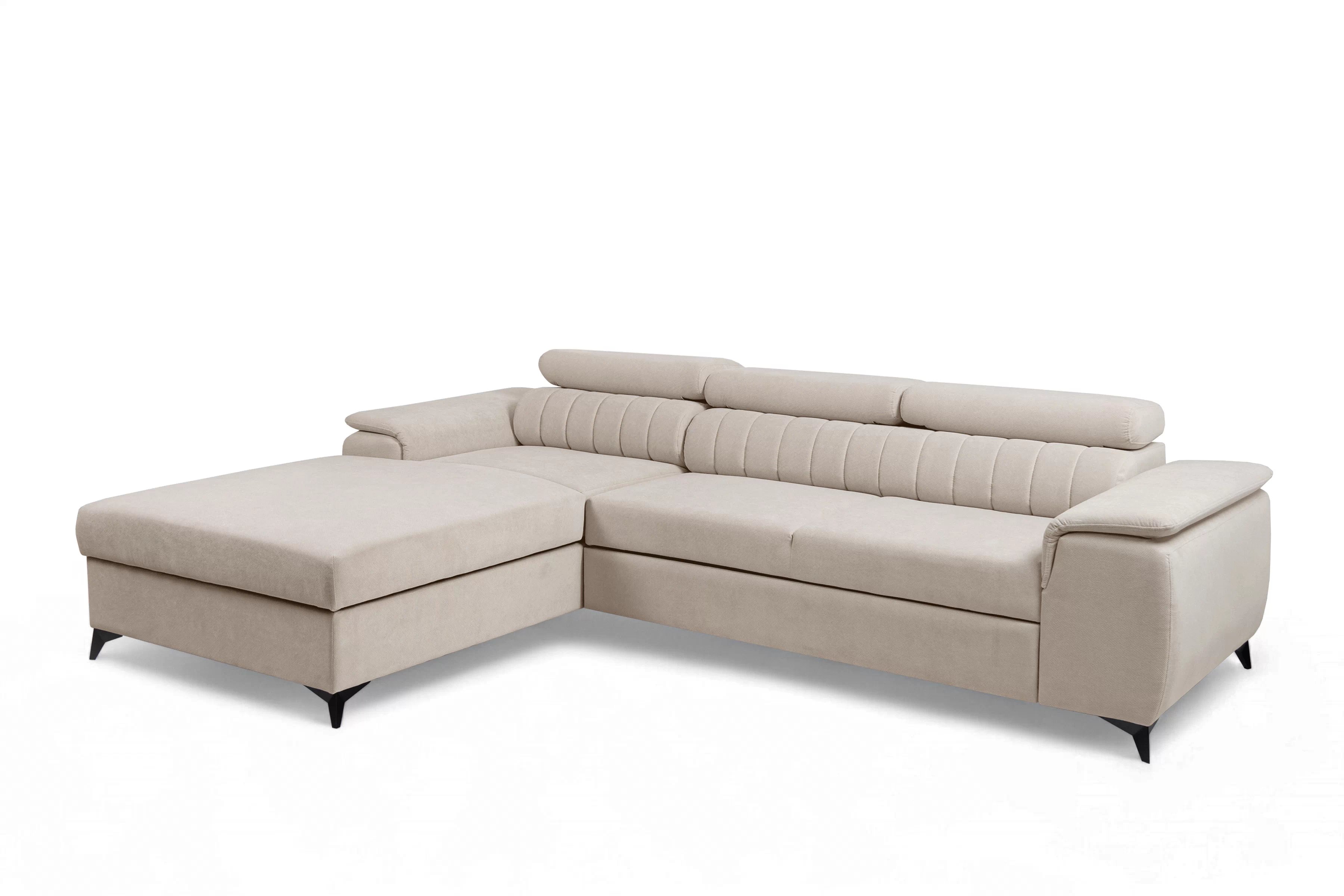 Rozkládací rohová sedací souprava Monrose Mini levá - béžová Pretty 03  Rohová sedací souprava Monrose L II rozkládací levá - béžová plusz Pretty 03 