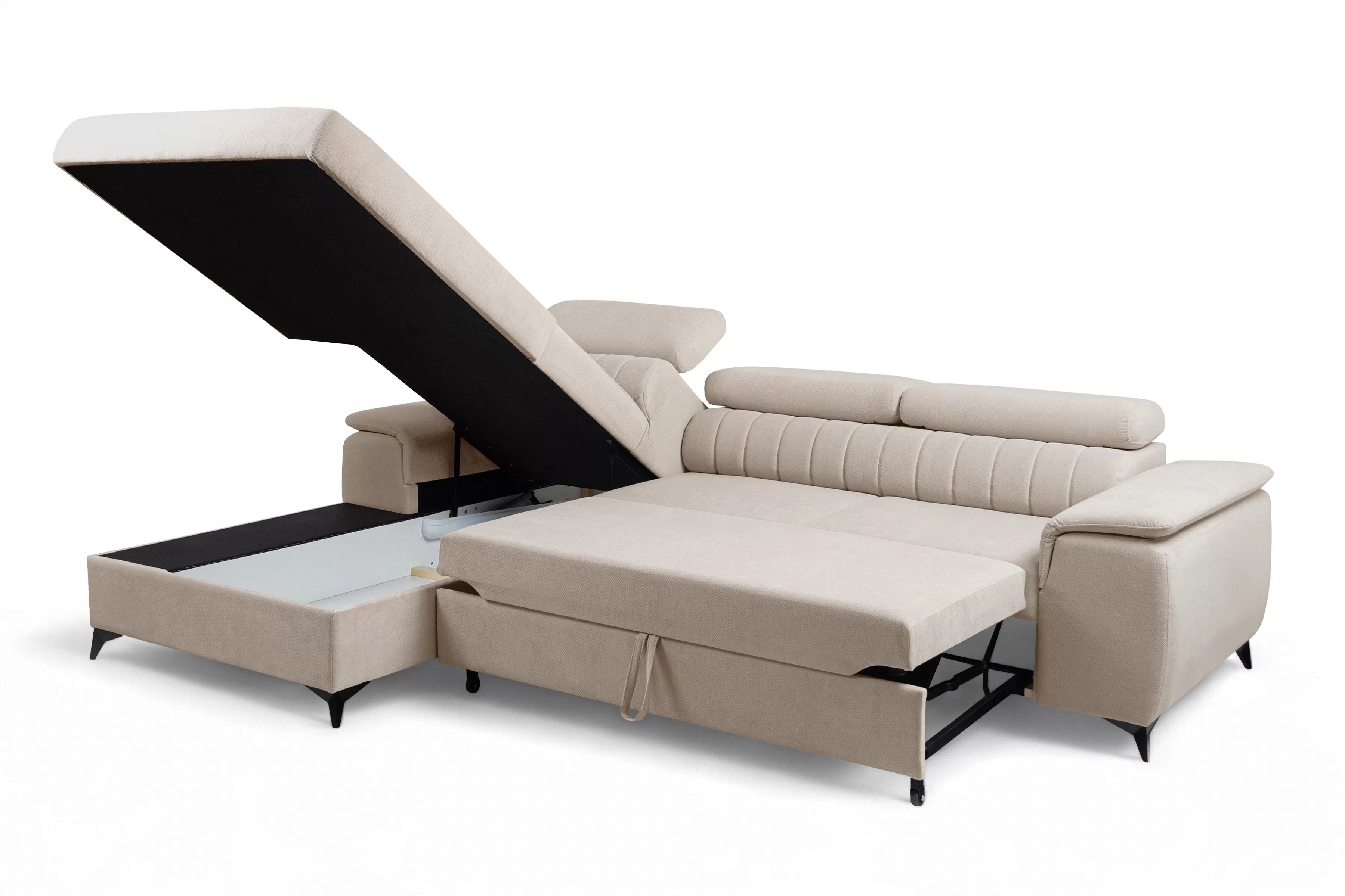 Rozkládací rohová sedací souprava Monrose Mini levá - béžová Pretty 03  Rohová sedací souprava Monrose L II rozkládací levá - béžová plusz Pretty 03 