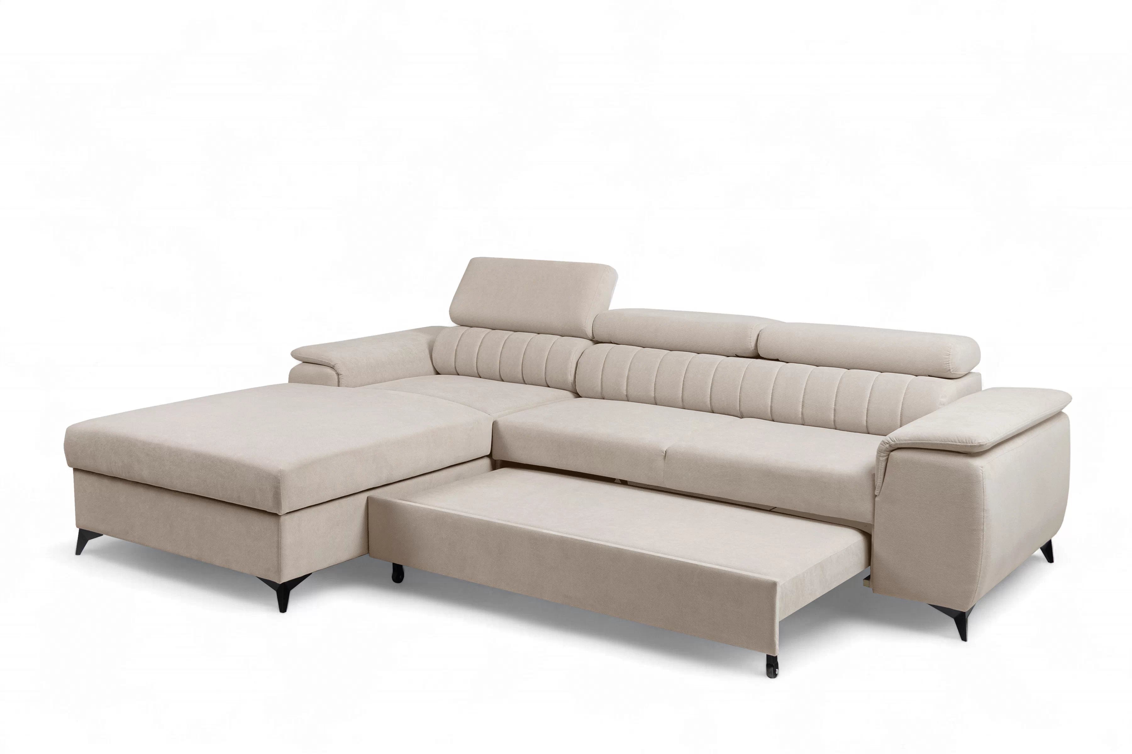 Rozkládací rohová sedací souprava Monrose Mini levá - béžová Pretty 03  Rohová sedací souprava Monrose L II rozkládací levá - béžová plusz Pretty 03 