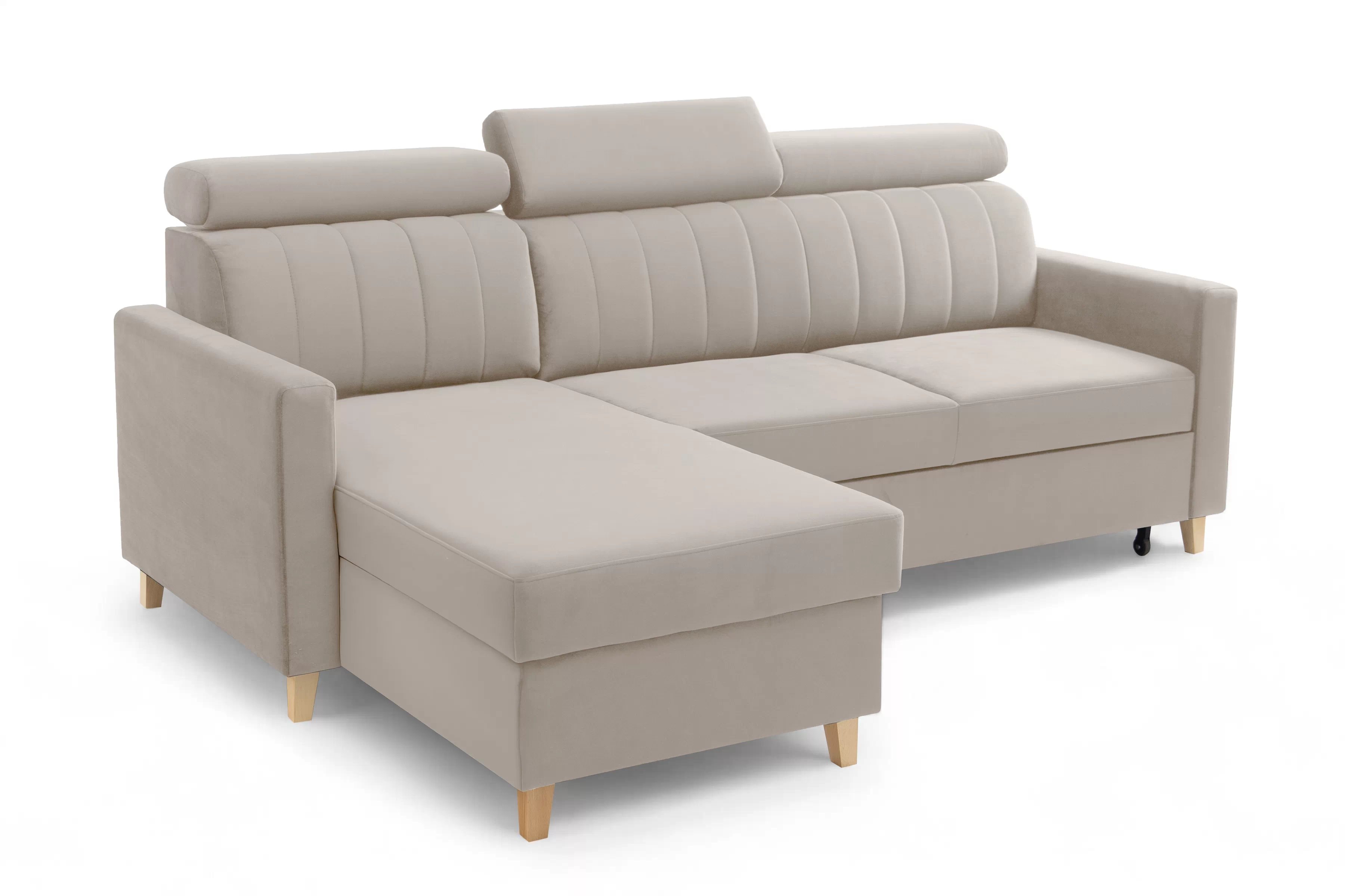 Rozkladacia rohová sedacia súprava Vario univerzálna - béžový zamat Jasmine 21  Rohová sedacia súprava Vario s funkciou spánku uniwersalny prawo/Ľavá strana - béžový velúr Jasmine 21