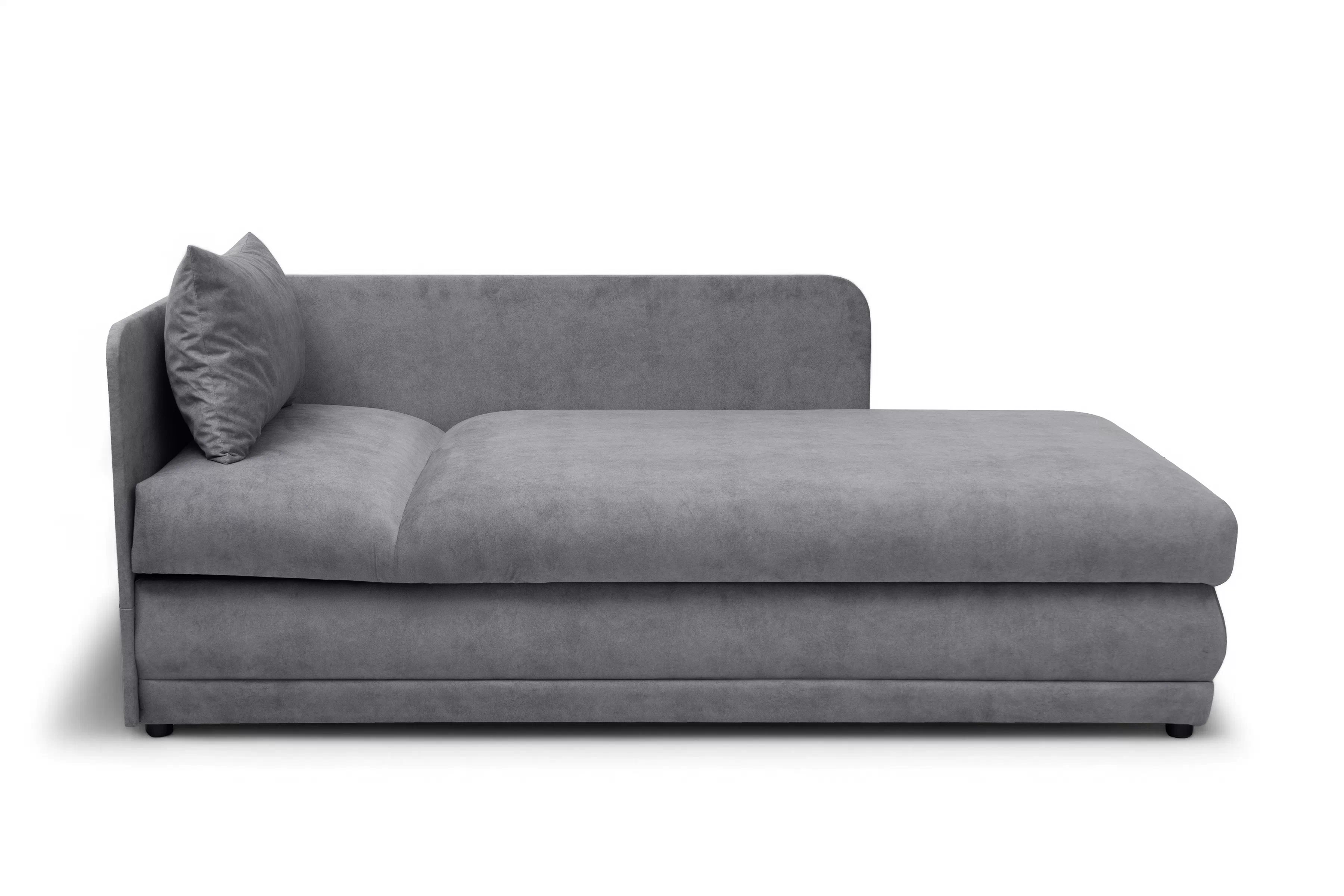 Válenda s úložným prostorem Kodil II pravá - šedá Zetta 302  Válenda pro jednu osobu Kodil II s úložným prostorem pravá - šedá welwet latwoczyszczacy Zetta 302