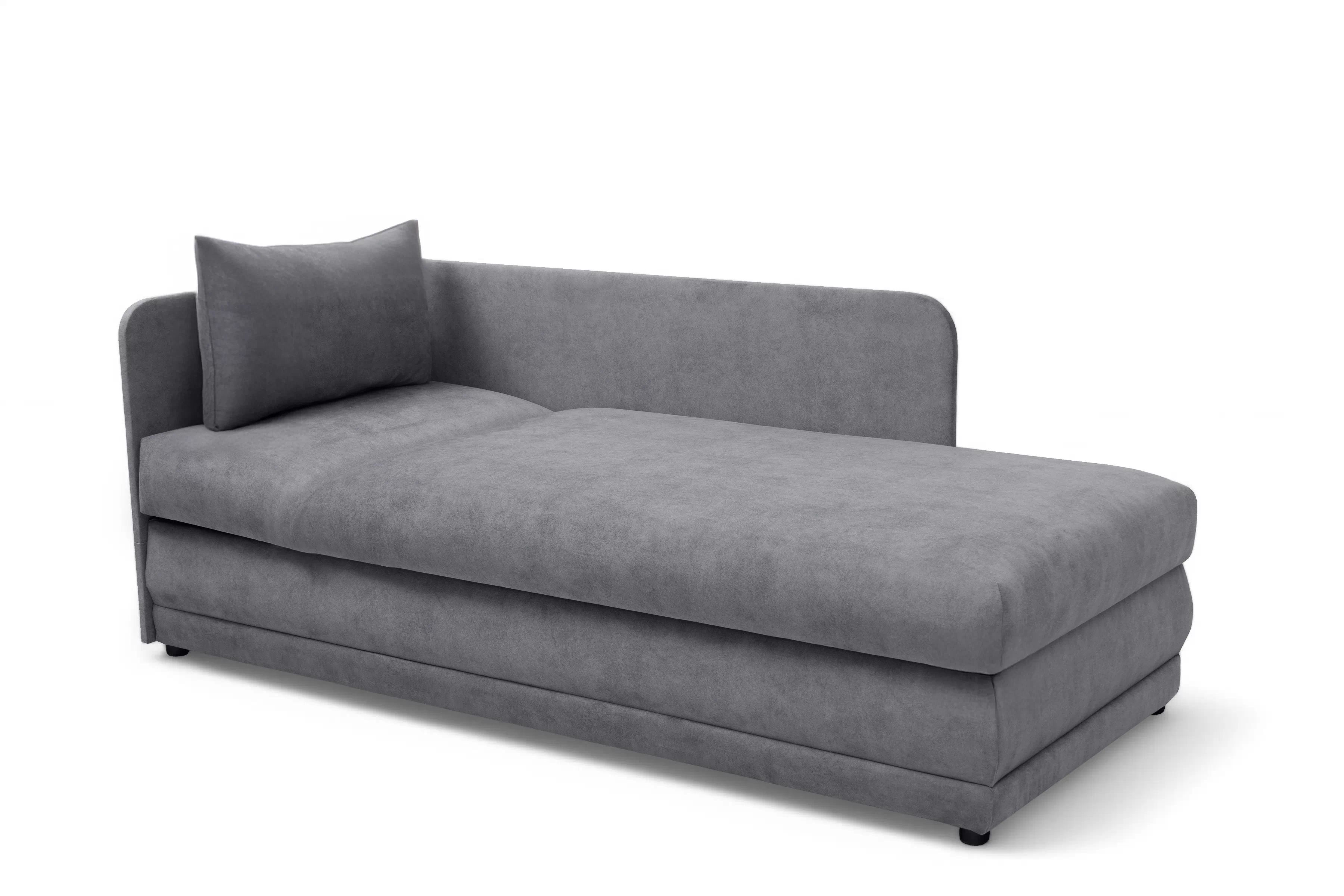 Válenda s úložným prostorem Kodil II pravá - šedá Zetta 302  Válenda pro jednu osobu Kodil II s úložným prostorem pravá - šedá welwet latwoczyszczacy Zetta 302