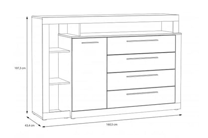 Komoda so zásuvkami Bellevue 160 cm - čierny dub / Dub szlachetny Komoda z szafkami nocnymi Bellevue - Čierny dub / Dub szlachetny 