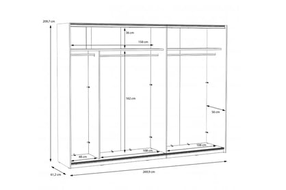 Skříň Bellevue 270 cm - Černý dub / Dub szlachetny skříň ubraniowa przesuwna Bellevue - Černý dub / Dub szlachetny 