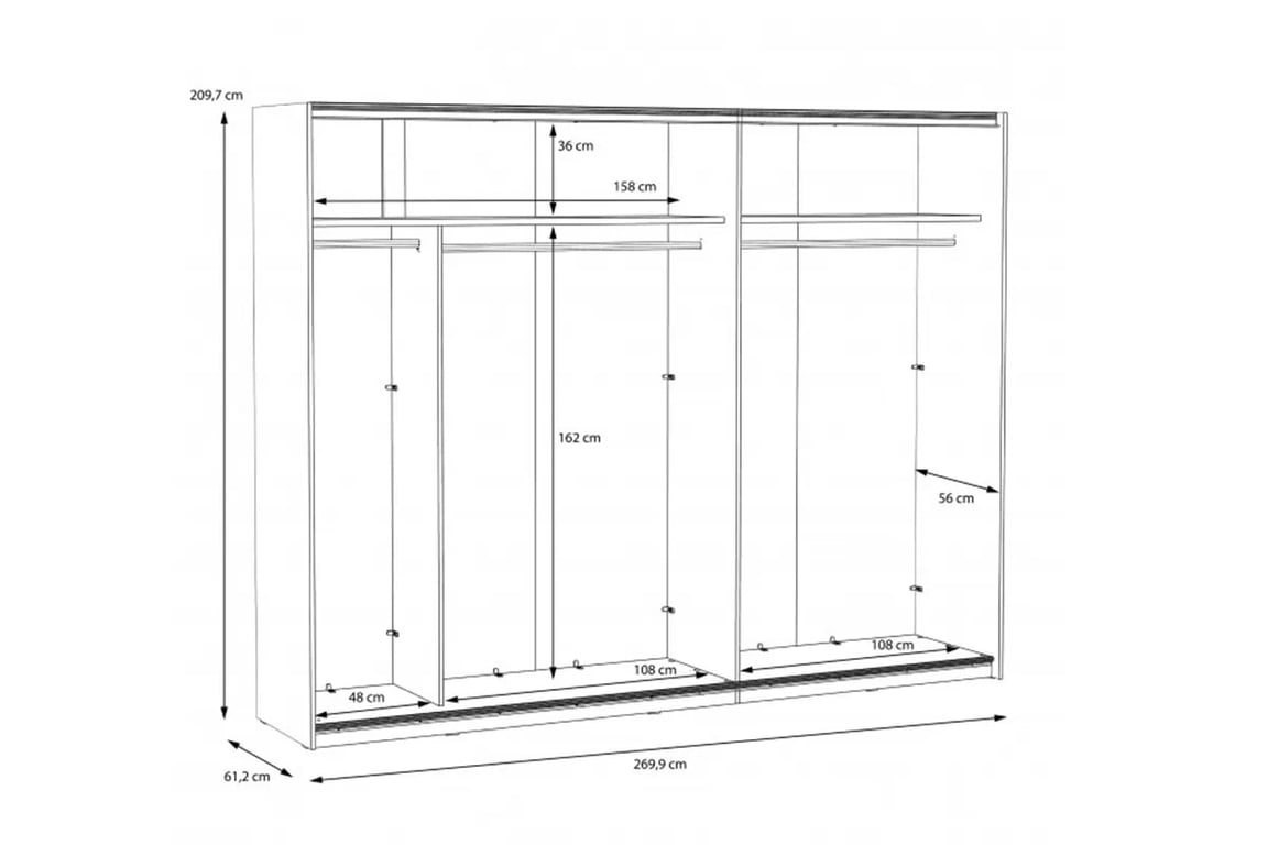 Skříň Bellevue 270 cm - Černý dub / Dub szlachetny skříň ubraniowa przesuwna Bellevue - Černý dub / Dub szlachetny 