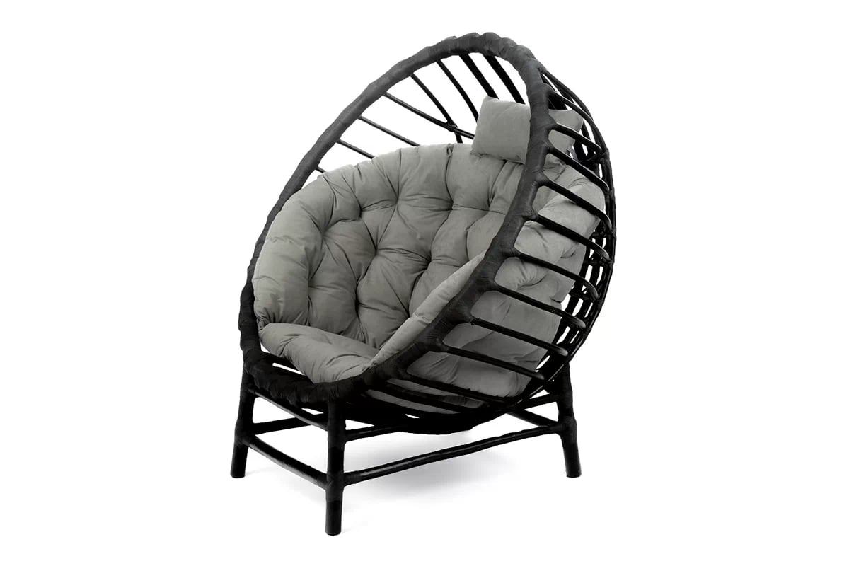 Proutěné křeslo Gardins I - černá Křeslo stojacy wiklinowy kokon Gardins I - Černý - bok