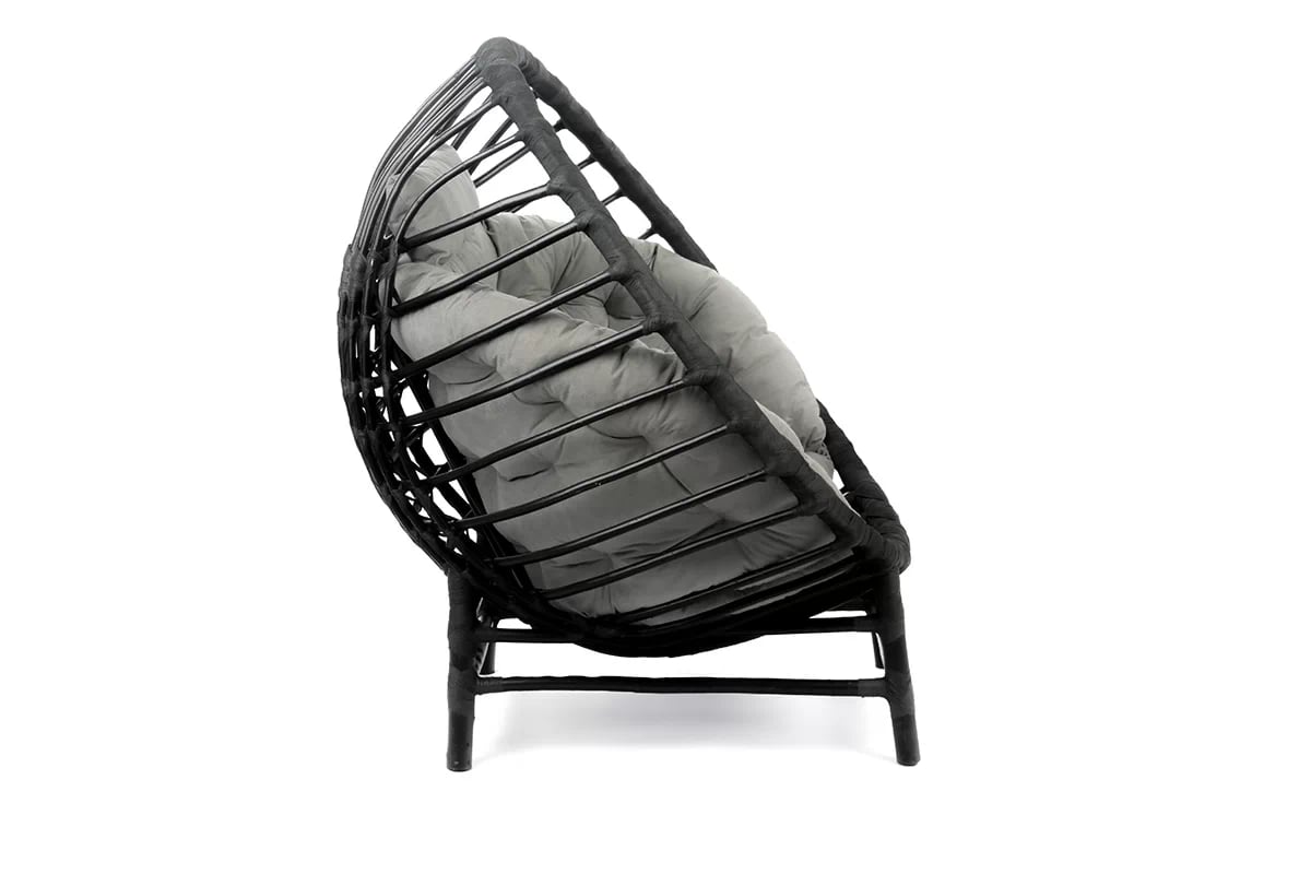 Proutěné křeslo Gardins I - černá Křeslo stojacy wiklinowy kokon Gardins I - Černý - azurowa konstrukcja