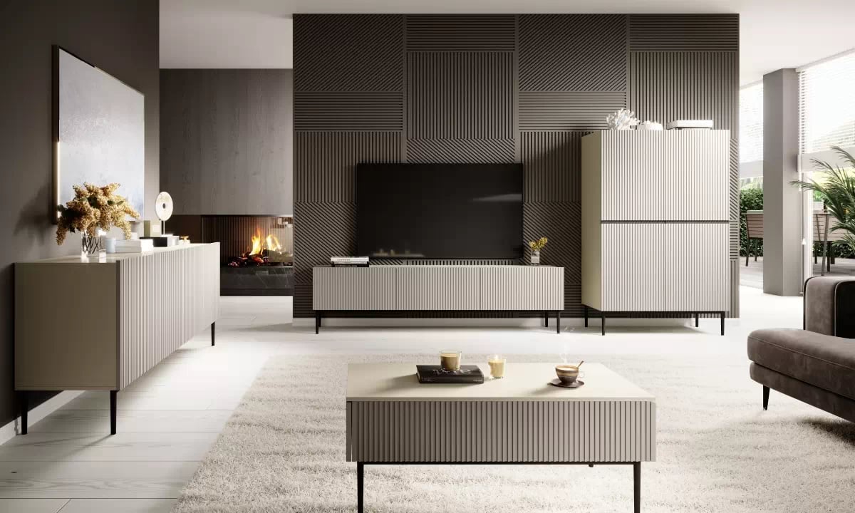 Vysoká komoda Nicole 100 cm – kašmírová / čierna Komoda Nicole