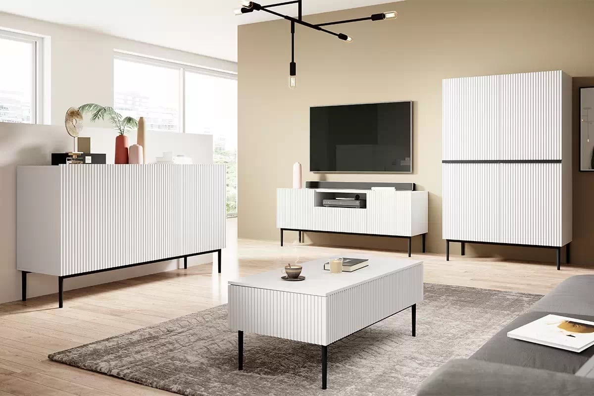 Vysoká komoda Nicole 100 cm – biely mat / čierna Komoda Nicole