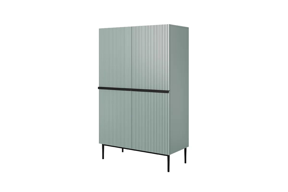 Komoda Nicole z metalowymi uchwytami i nogami 100 cm - szalwia / čierny nozki - Limitovaná ponuka Komoda