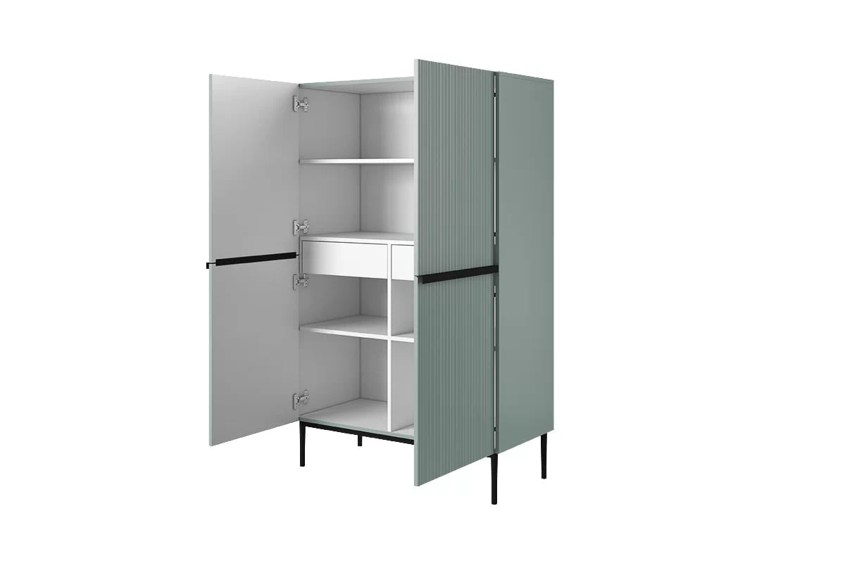 Komoda Nicole z metalowymi uchwytami i nogami 100 cm - szalwia / čierny nozki - Limitovaná ponuka Komoda na czarnych nogach