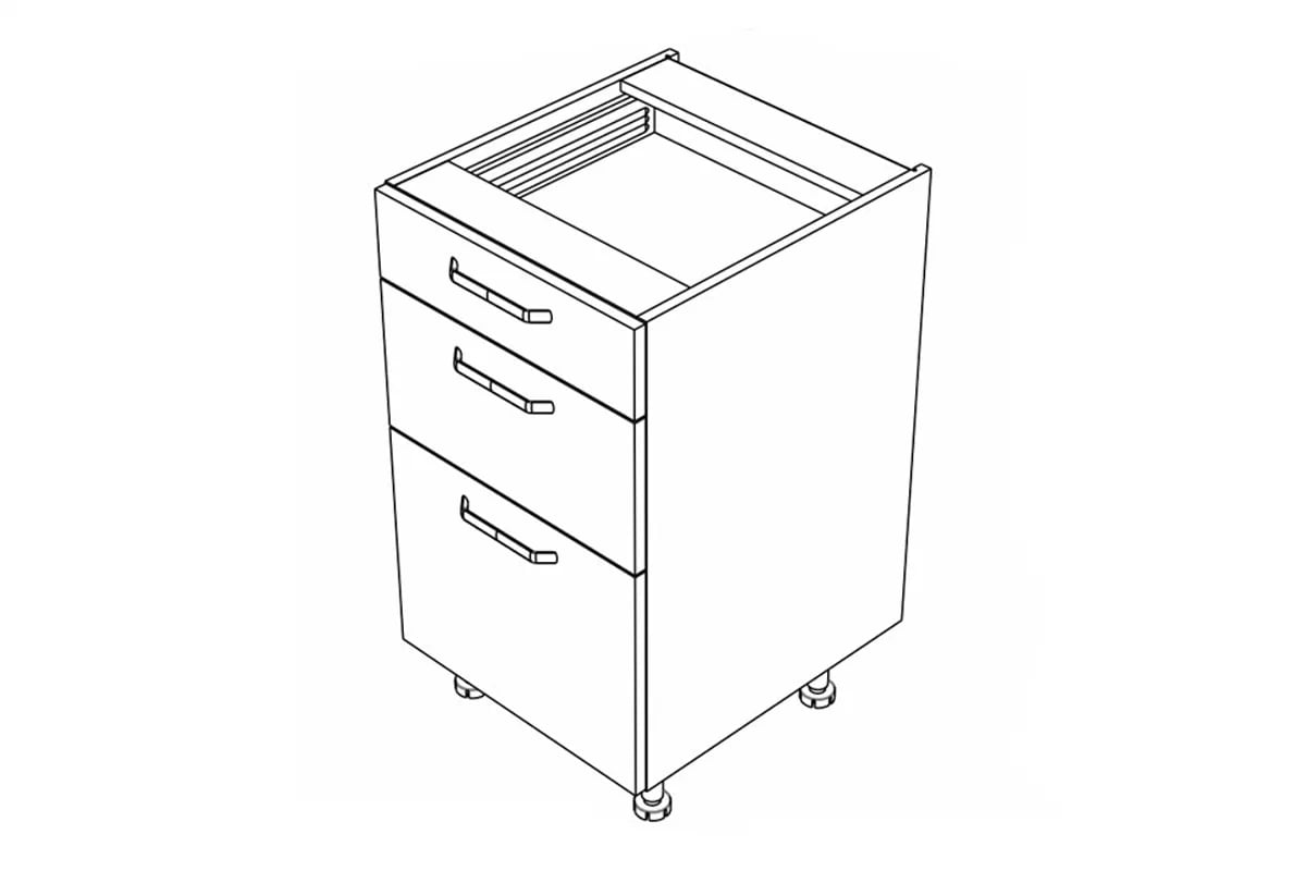 KAMMONO M4 DS50/3 - dolná skrinka so zásuvkami Metalbox szkic Skrinky 