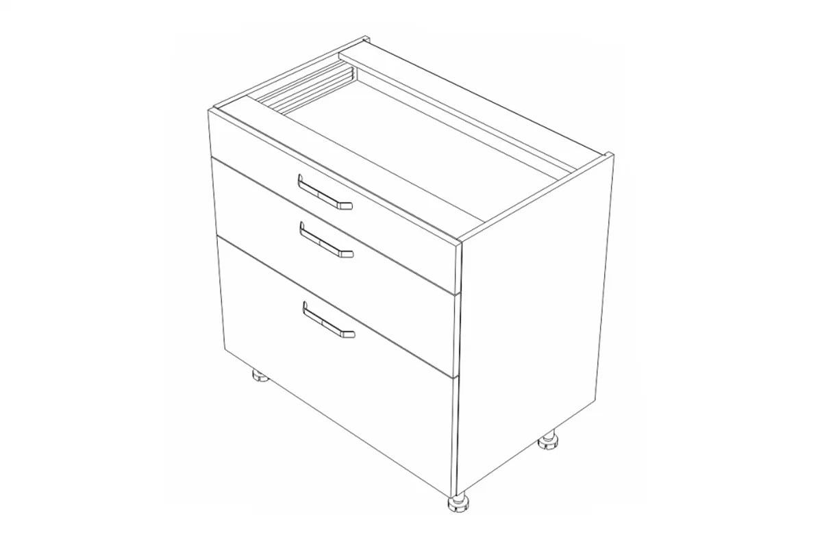KAMMONO M4 DSS90/3 - dolná skrinka so zásuvkami Starmotion Slim szkic Skrinky 