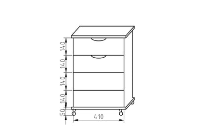 Rohový písací stôl z kontenerem BK53N Dub Artisan Úložný priestor BK53N - Rozmery