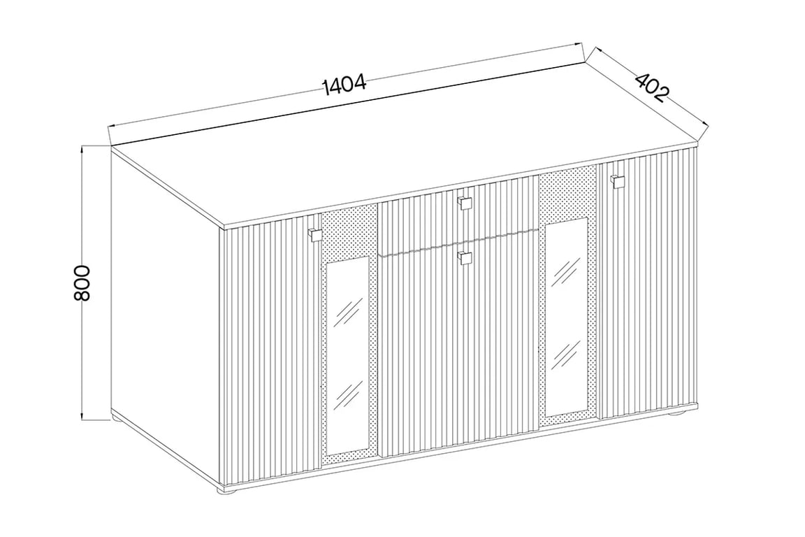 Komoda Kaja 140 cm s lamelami - černá / bílá Komoda třídveřová se zásuvkou a lamelami Kaja - černý / bílý