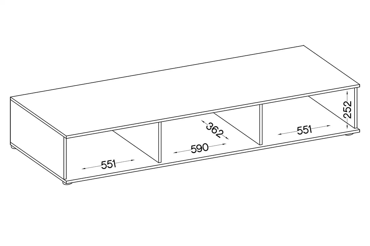 Obývacia stena Kaja s lamelami - biela / matera Obývacia stena Kaja z lamelami - Biely / matera - vnútro Skrinky TV 