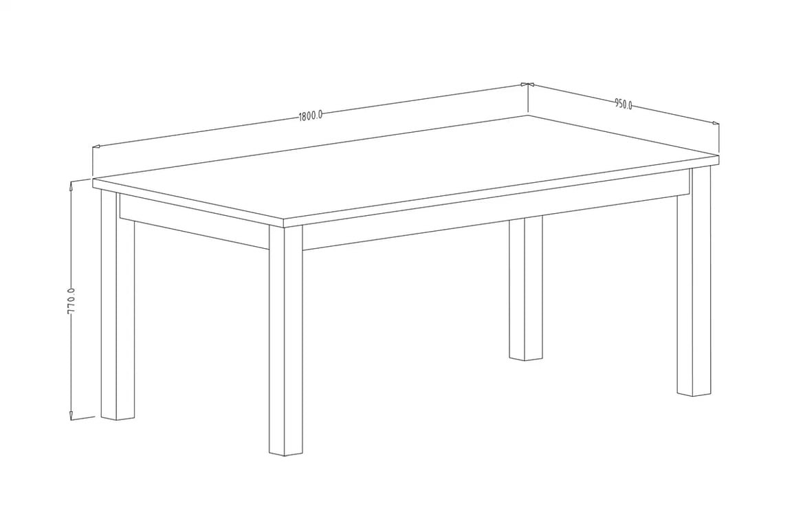 Jedálenský stôl Olin 94 - appenzeller fichte / čierny mat - 180x95 cm stôl 180-95 Olin 94 - appenzeller fichte / čierny mat  - Rozmery