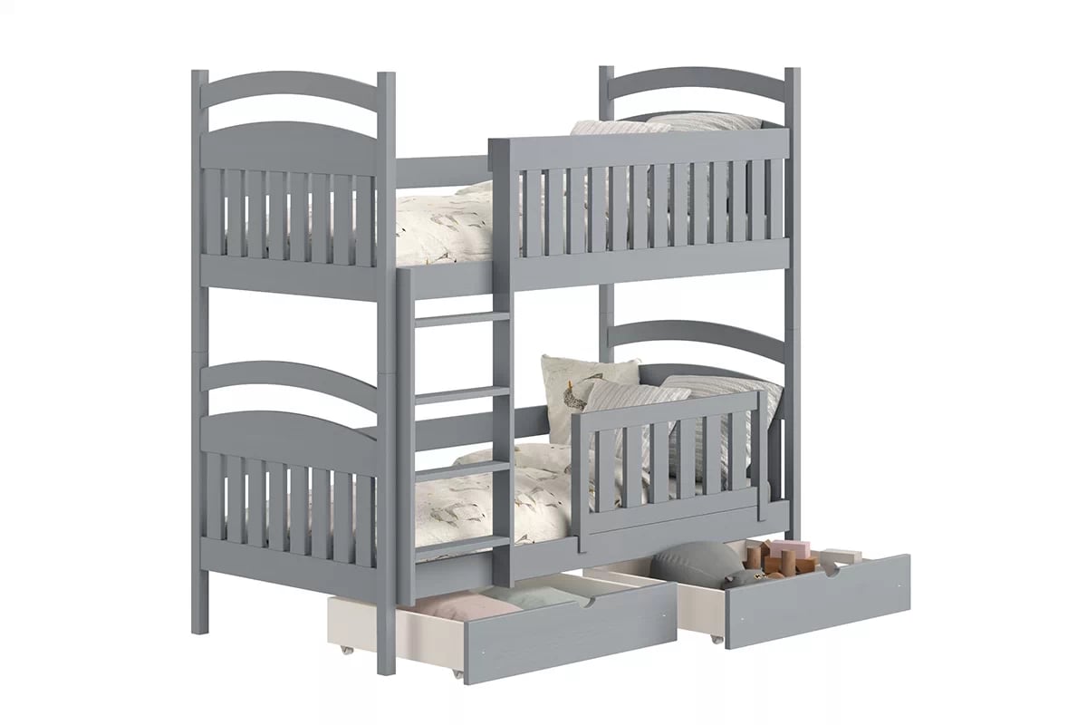 Poschodová posteľ Amely so zásuvkami - 90x190 cm - šedá posteľ poschodová so zásuvkami