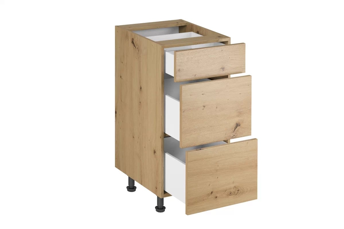 Skrinka Kuchynská dolná Langen D40S3 s tromi zásuvkami - Dub artisan Langen D40S3 - vnútro Skrinky dolnej so zásuvkami - Dub Artisan