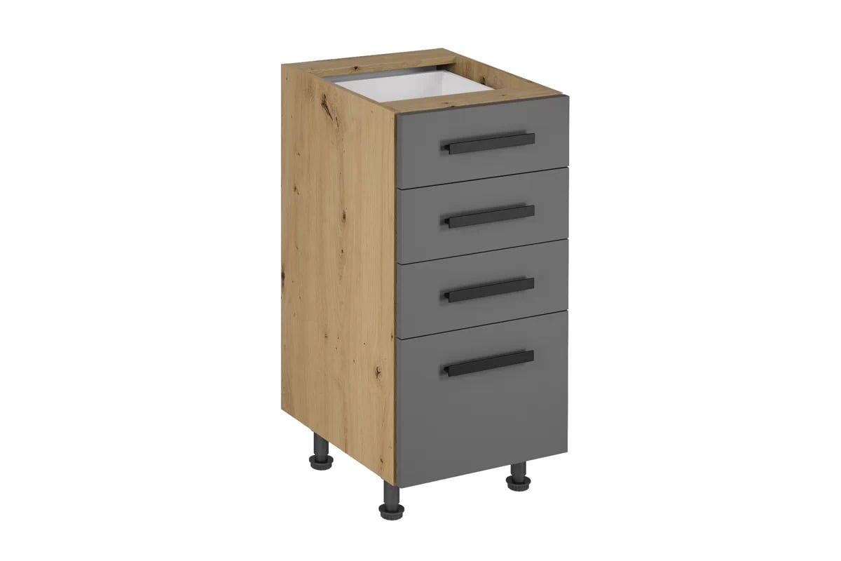 Skrinka Kuchynská dolná Langen D40S4 so štyrmi zásuvkami - grey Langen D40S4 - Skrinka dolná so zásuvkami - Grey Mat