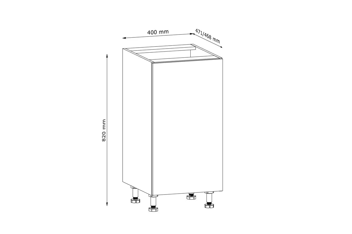 skříňka kuchyňská spodní Langen D40 jednodveřová - beige Langen D40 - Skříňka spodní jednodveřová - Rozměry