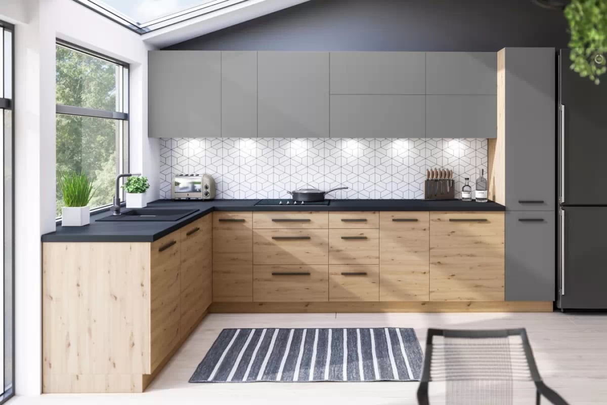 skříňka kuchyňská spodní Langen D40 jednodveřová - grey kolekce nábytku kuchennych Langen - Barevný odstín: Dub Artisan / Beige Mat
