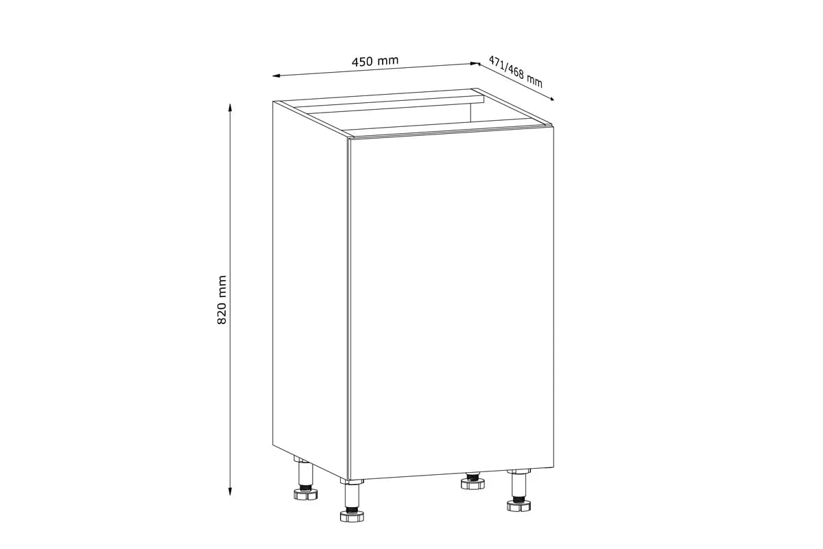 Skrinka Kuchynská dolná Langen D45 jednodverová - grey Langen D45 P/L - Skrinka dolná jednodverová - Rozmery