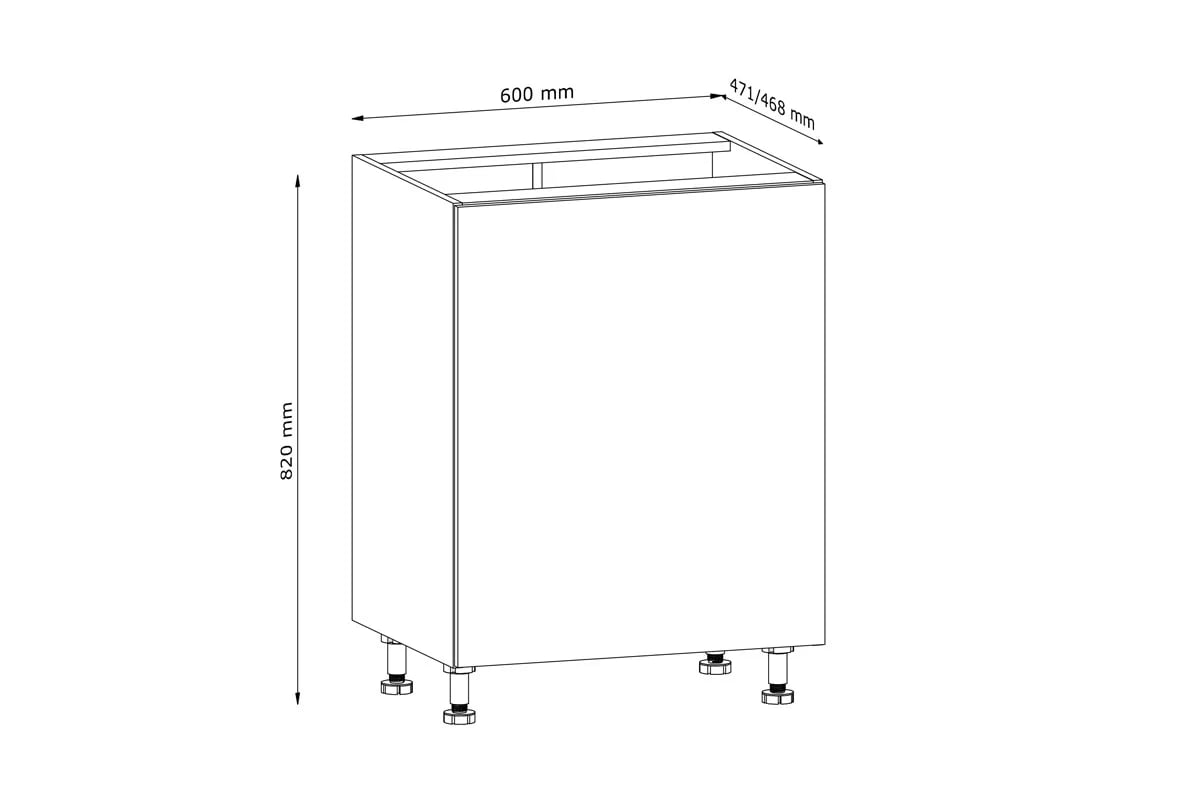 Skrinka Kuchynská dolná Langen D60 jednodverová - grey Langen D60 P/L - Skrinka dolná jednodverová - Rozmery