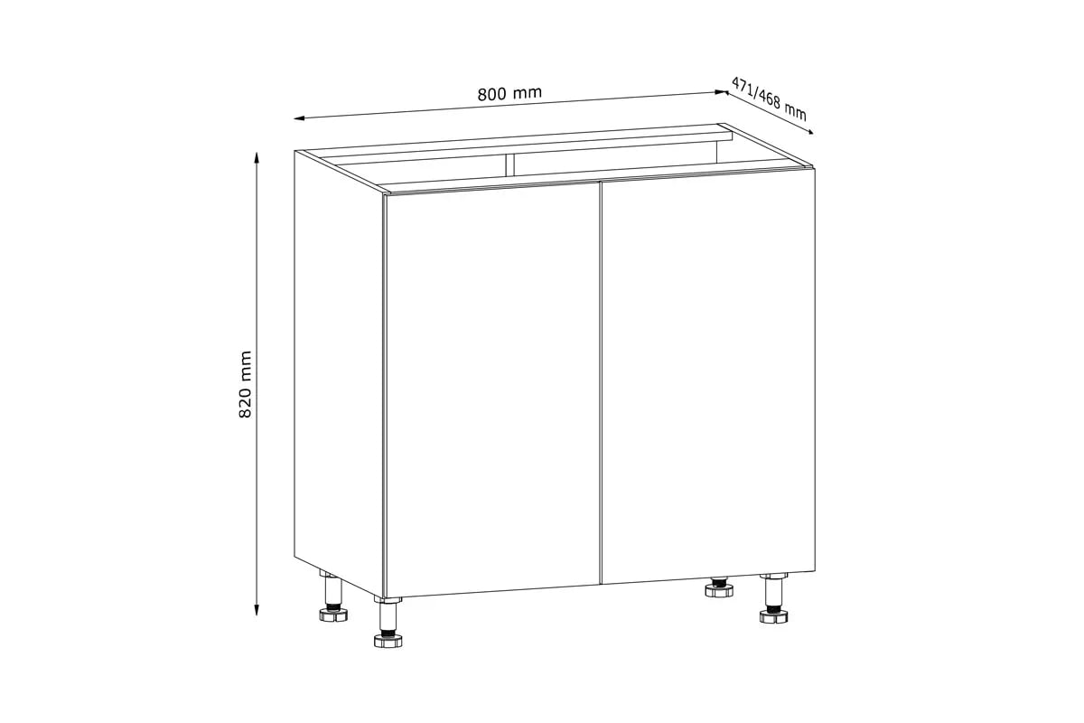 Skrinka Kuchynská dolná Langen D80 dvojdverová - beige Langen D80 - dolná skrinka dvojdverová - Rozmery