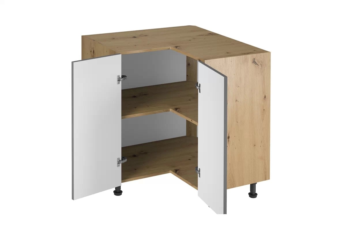 Skrinka Kuchynská dolná Langen D90N dvojdverová rohová - grey Langen D90N - vnútro Skrinky dolnej naroznej - Farebné prevedenie Beige Mat