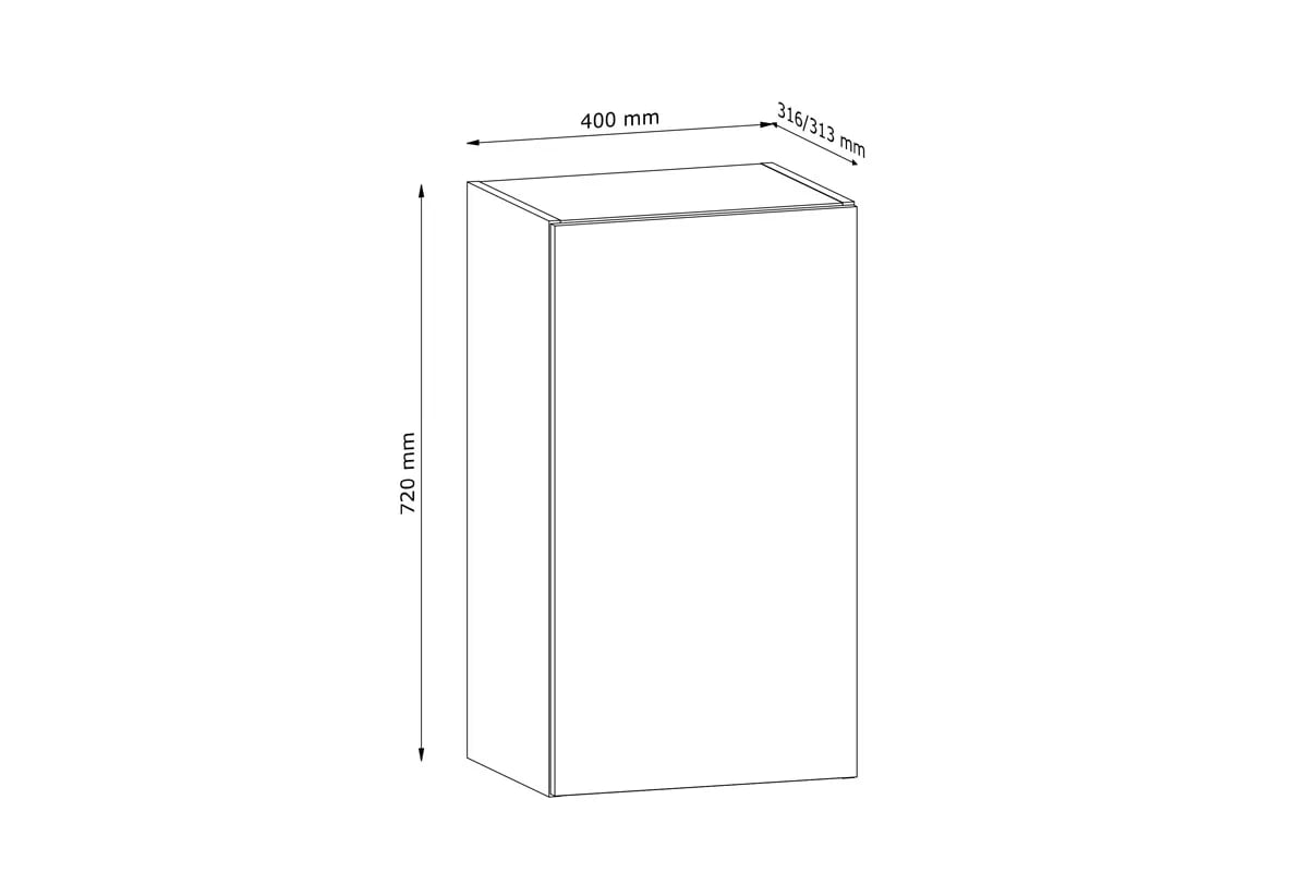 skříňka kuchyňská závěsná Langen G40 jednodveřová - beige Langen G40 - Skříňka závěsná jednodveřová - Rozměry