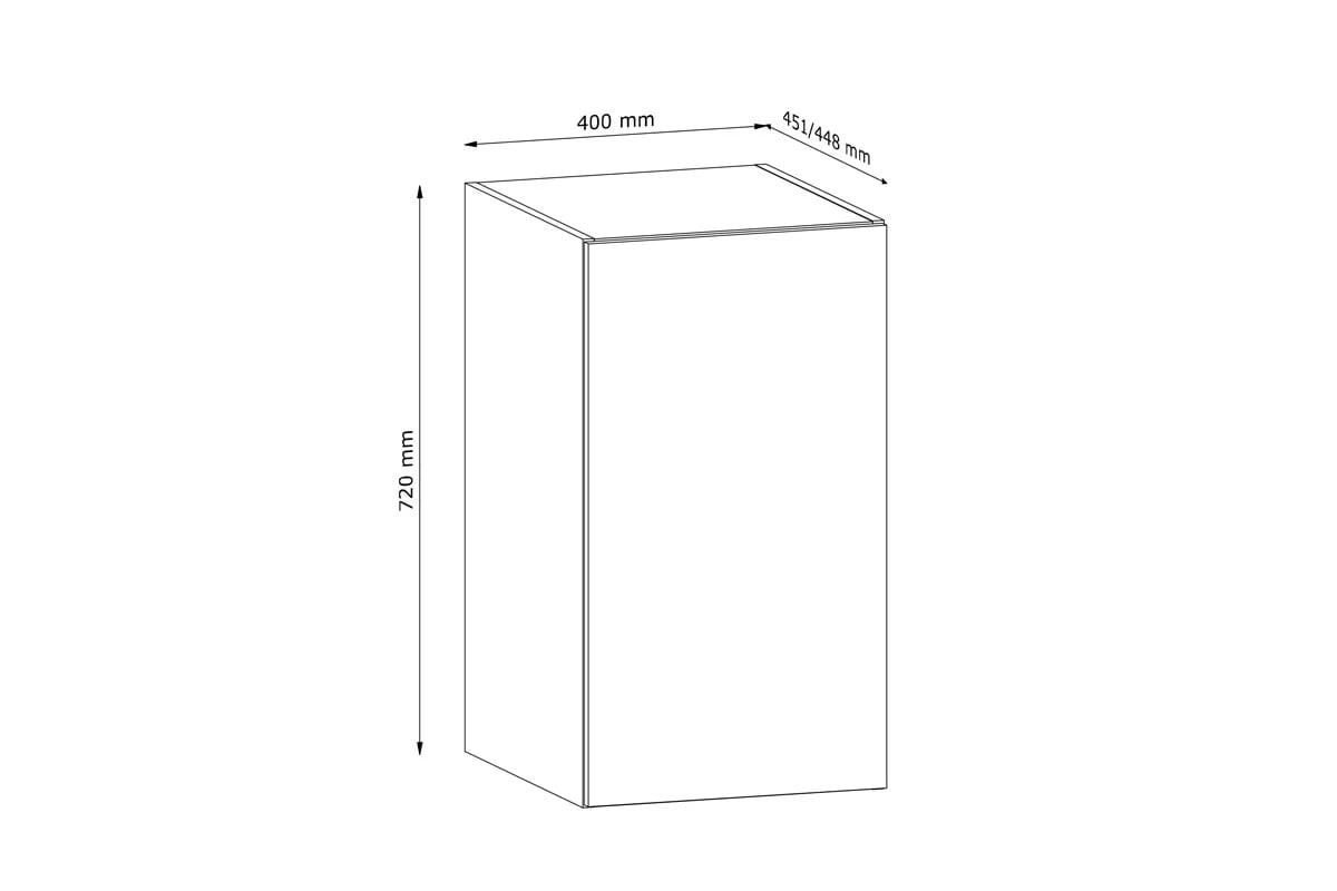 Skrinka Kuchynská závesná Langen G40G gleboka jednodverová - Dub artisan Langen G40G - závesná skrinka jednodverová - Rozmery 