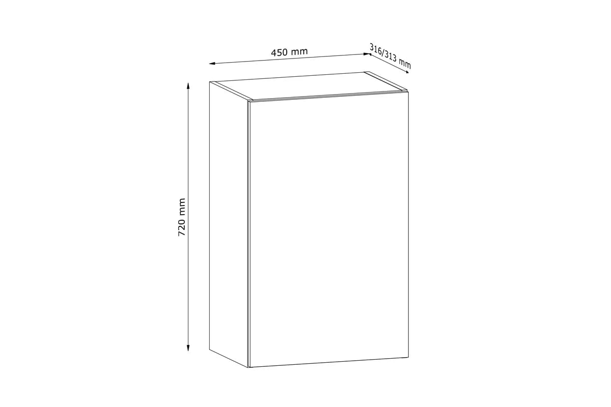 skříňka kuchyňská závěsná Langen G45 jednodveřová - beige Langen G45 - Skříňka závěsná jednodveřová - Rozměry