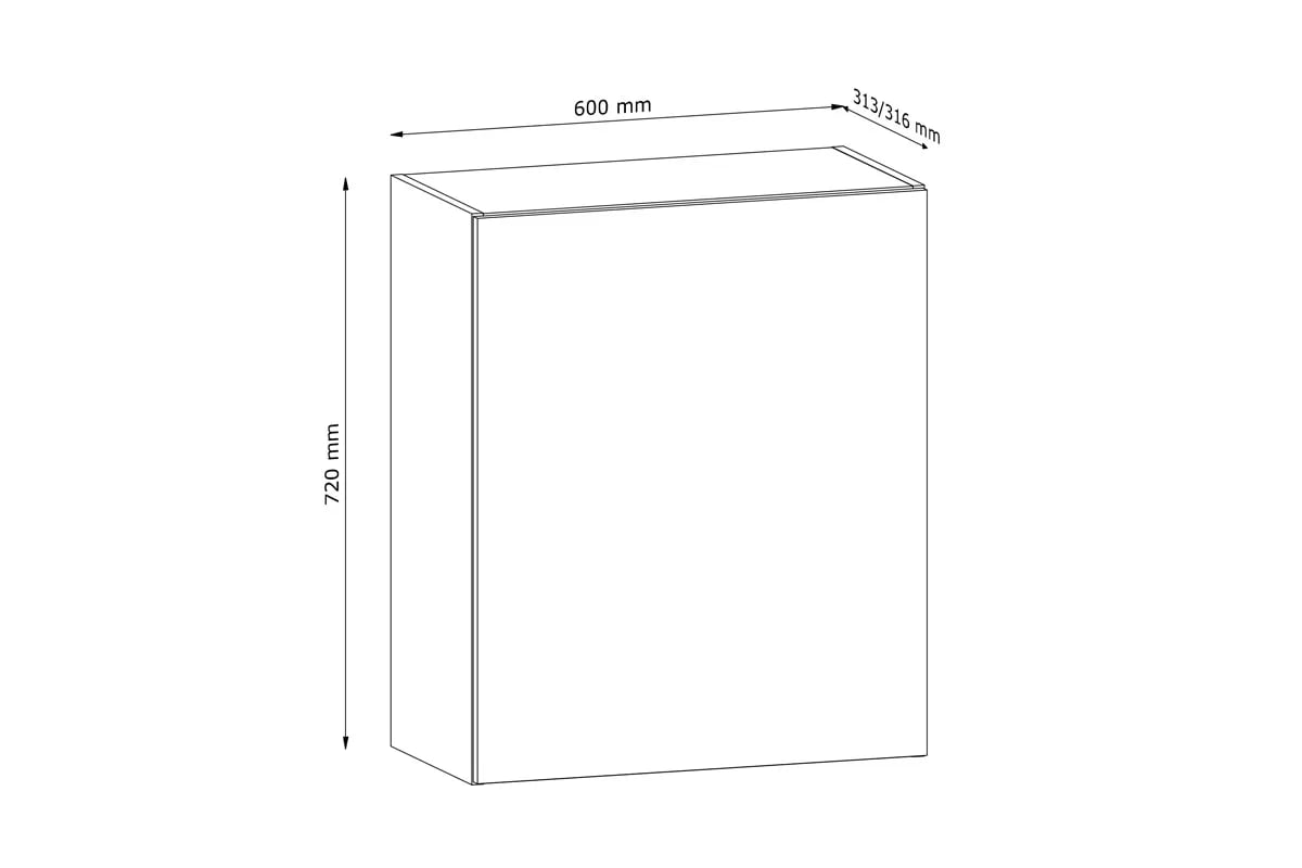 skříňka kuchyňská závěsná Langen G60 jednodveřová - dub artisan Langen G60 - Skříňka závěsná jednodveřová - wnetrze 