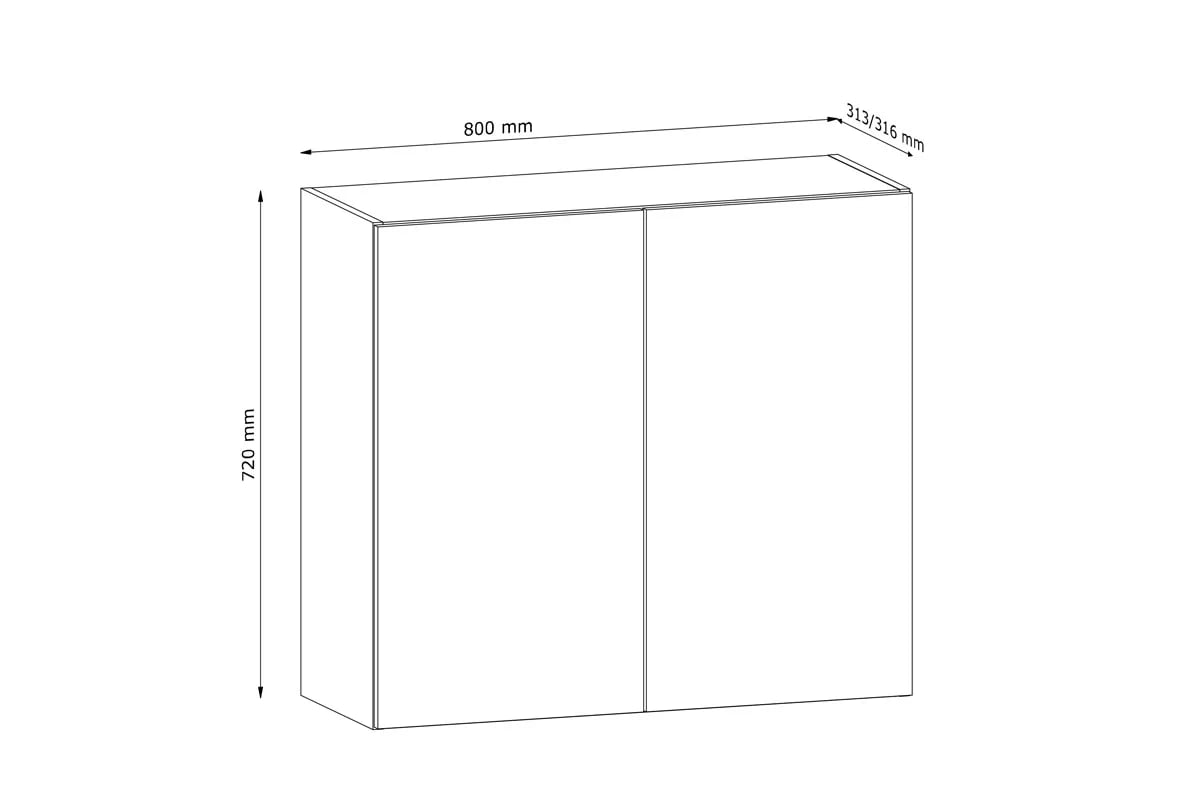 skříňka kuchyňská závěsná Langen G80 dvoudveřová - grey Langen G80 - Skříňka závěsná dvoudveřová - Rozměry