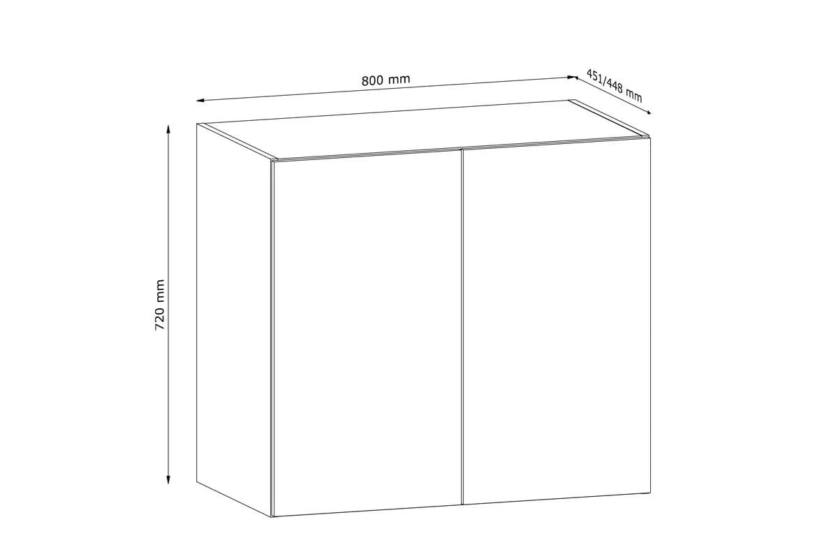 Závesná kuchynská skrinka Langen G80G hlboká dvojdverová - dub artisan Langen G80G - závesná skrinka dvojdverová - Rozmery