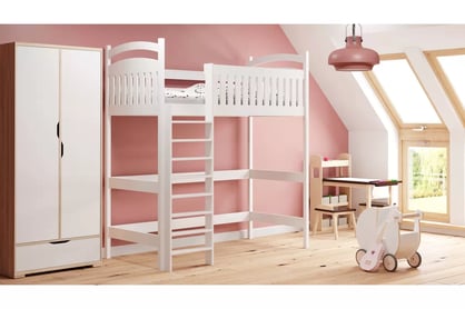 Amely galériás ágy - fehér / 80x160 biale postel z miejscem na Psací stůl 
