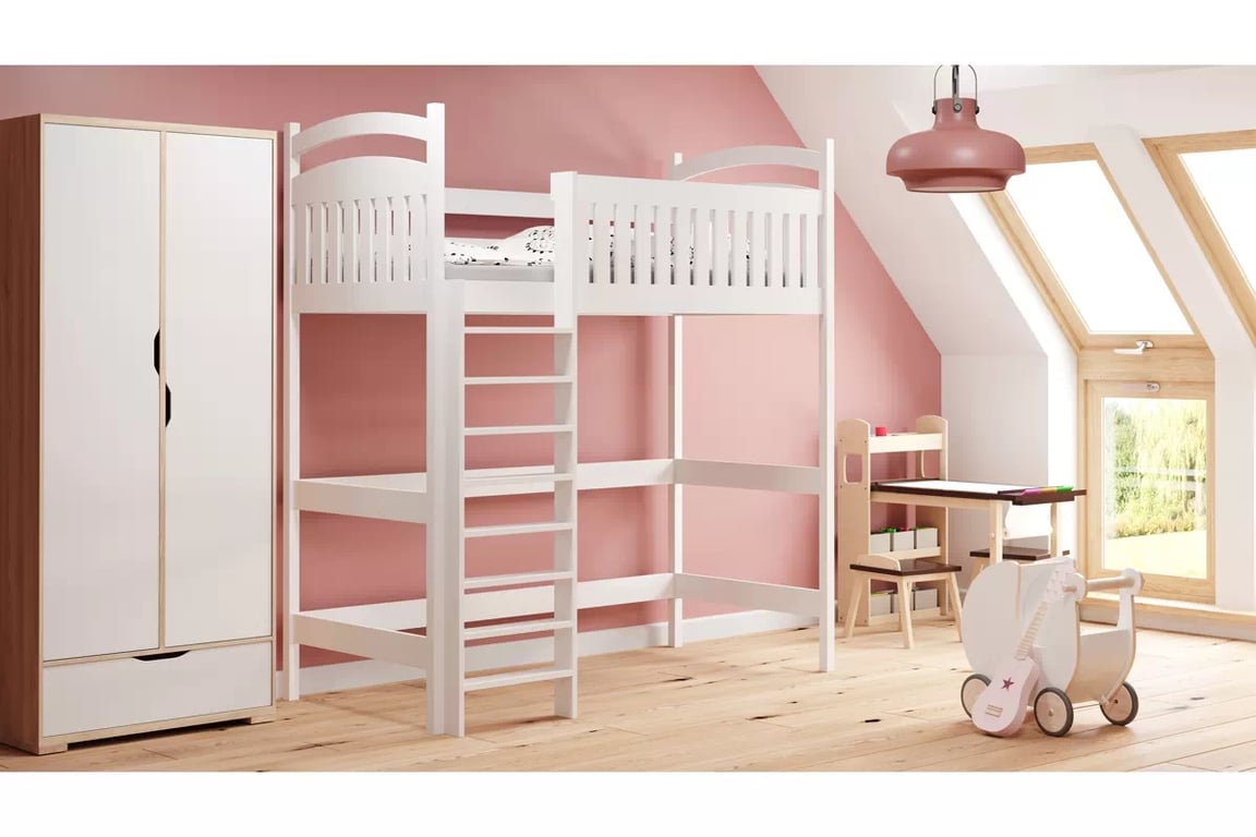 Amely galériás ágy - fehér / 80x160 biale postel z miejscem na Psací stůl 