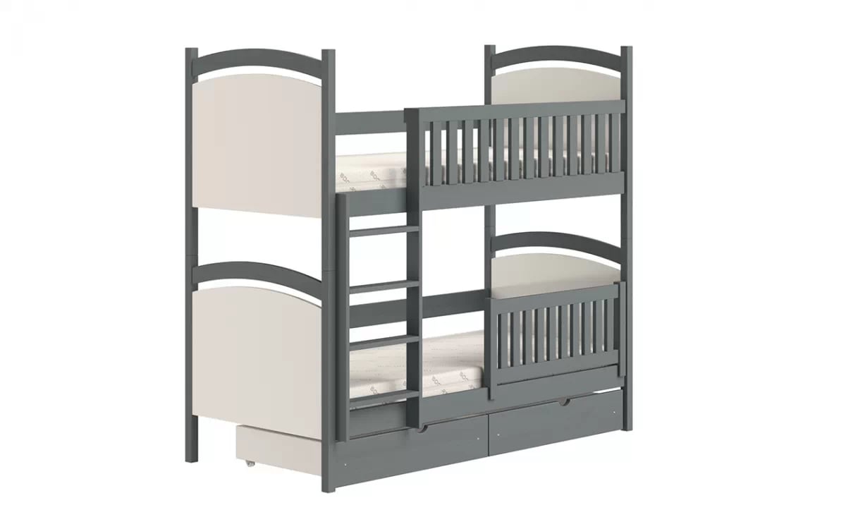 Patrová postel Amely s tabulí na fixy 80x160 cm - grafitová postel patrová  z drabinka